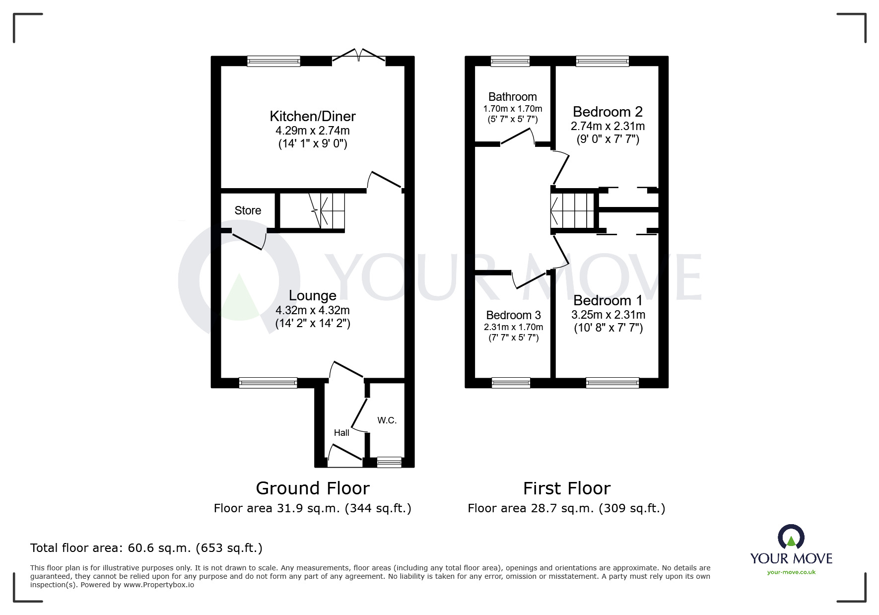 Floorplan of 3 bedroom Detached House to rent, Rebecca Close, Sutton-in-Ashfield, Nottinghamshire, NG17