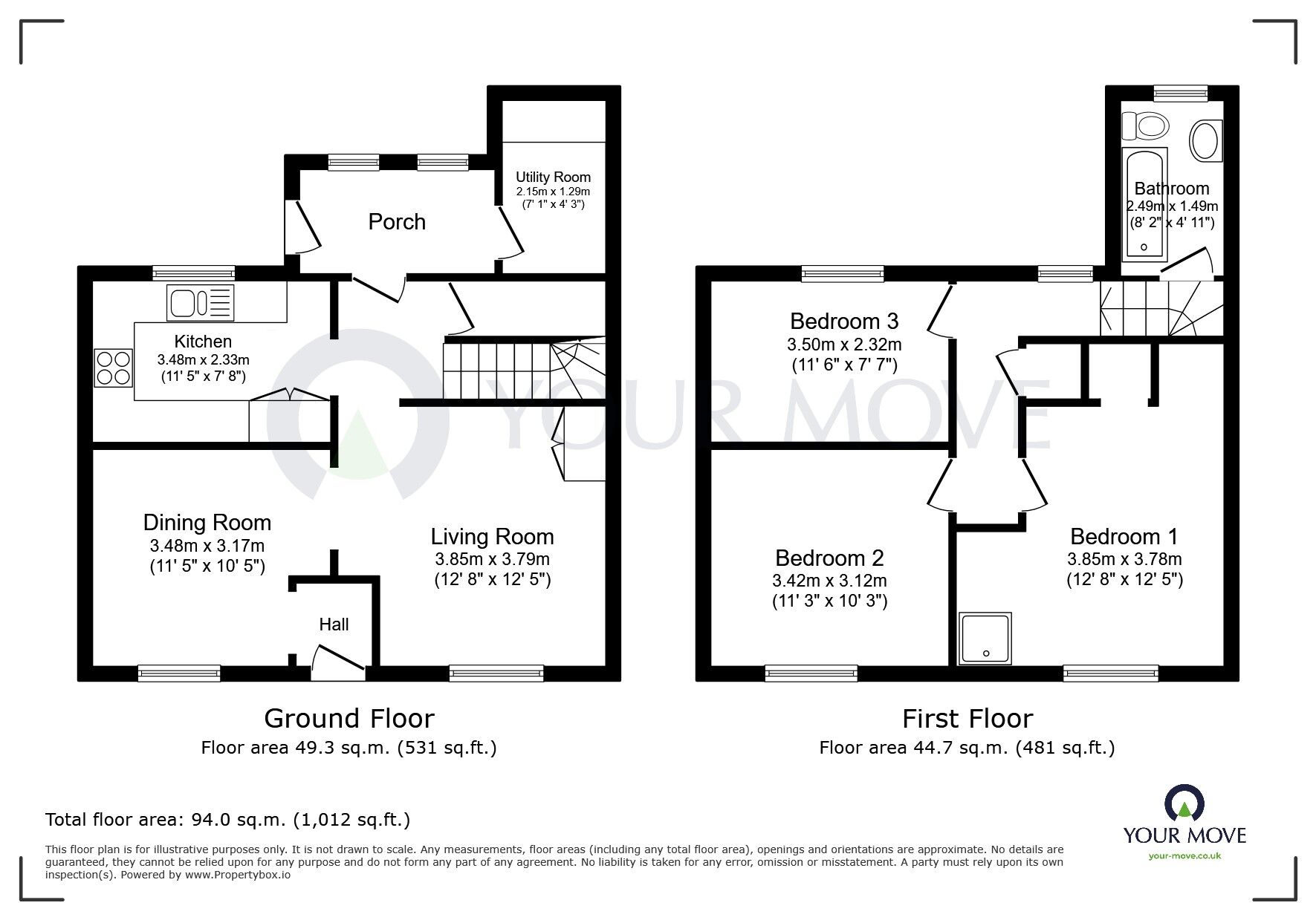 Floorplan of 3 bedroom Semi Detached House for sale, Alexandra Street, Kirkby-in-Ashfield, Nottinghamshire, NG17