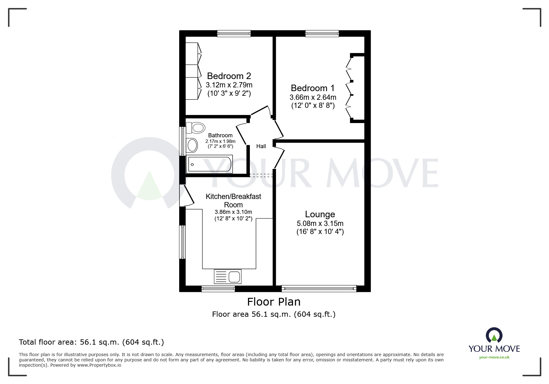 Floorplan of 2 bedroom Detached Bungalow for sale, Lathkill Drive, Selston, Nottinghamshire, NG16