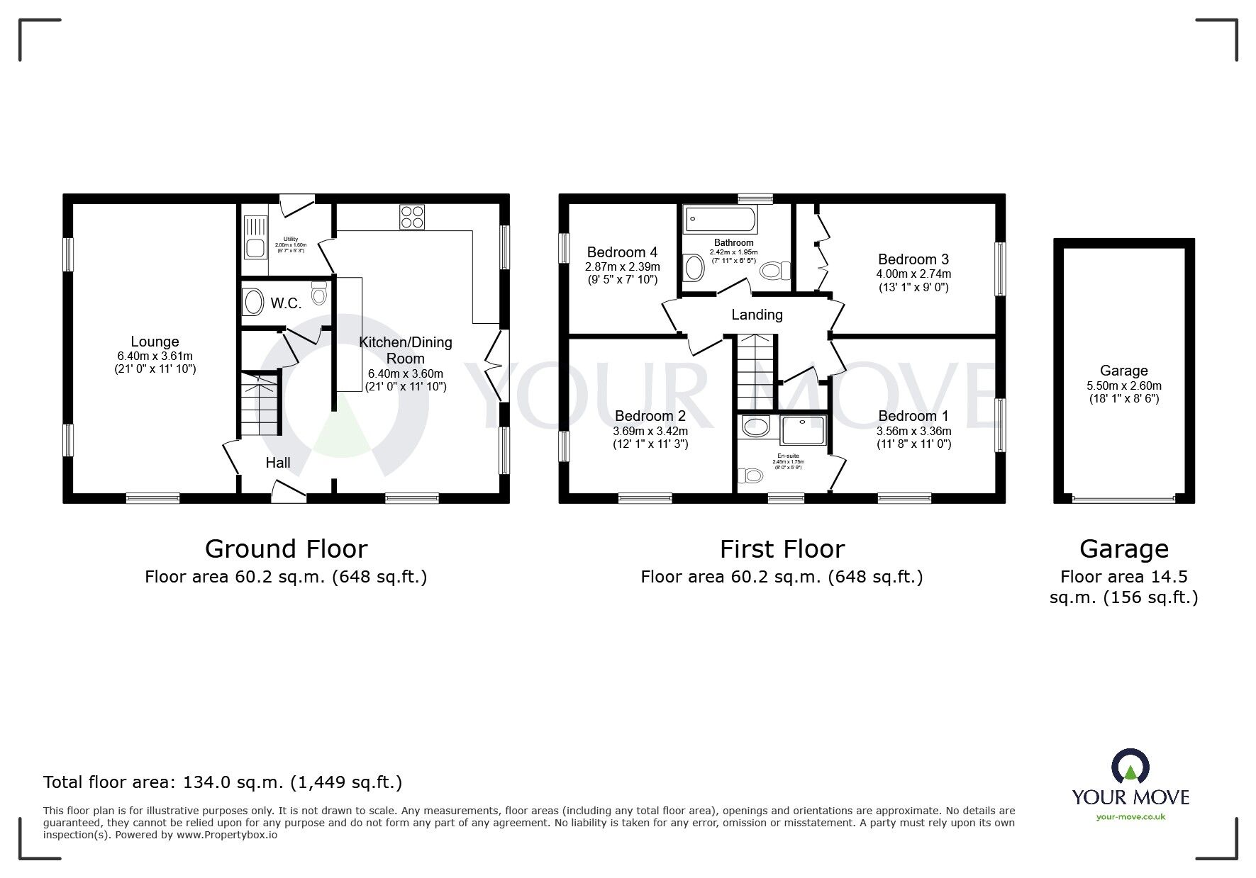 Floorplan of 4 bedroom Detached House for sale, Spring Close, Kirkby-in-Ashfield, Nottinghamshire, NG17