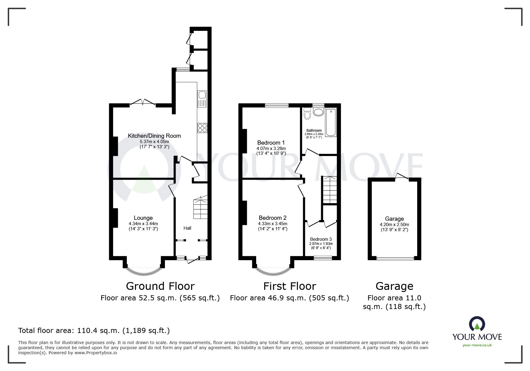 Floorplan of 3 bedroom Semi Detached House for sale, Sutton Road, Kirkby-in-Ashfield, Nottinghamshire, NG17