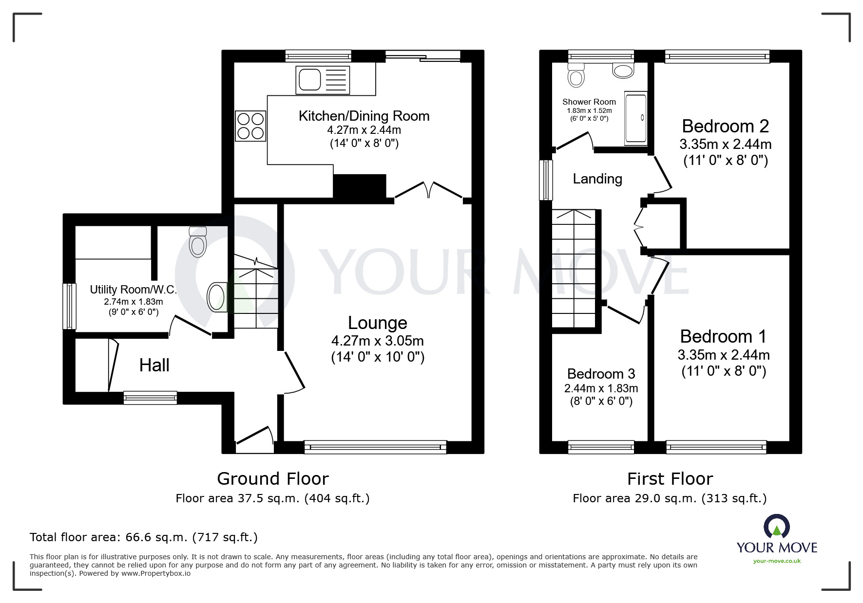 Floorplan of 3 bedroom Semi Detached House for sale, The Dell, Kirkby-in-Ashfield, Nottinghamshire, NG17