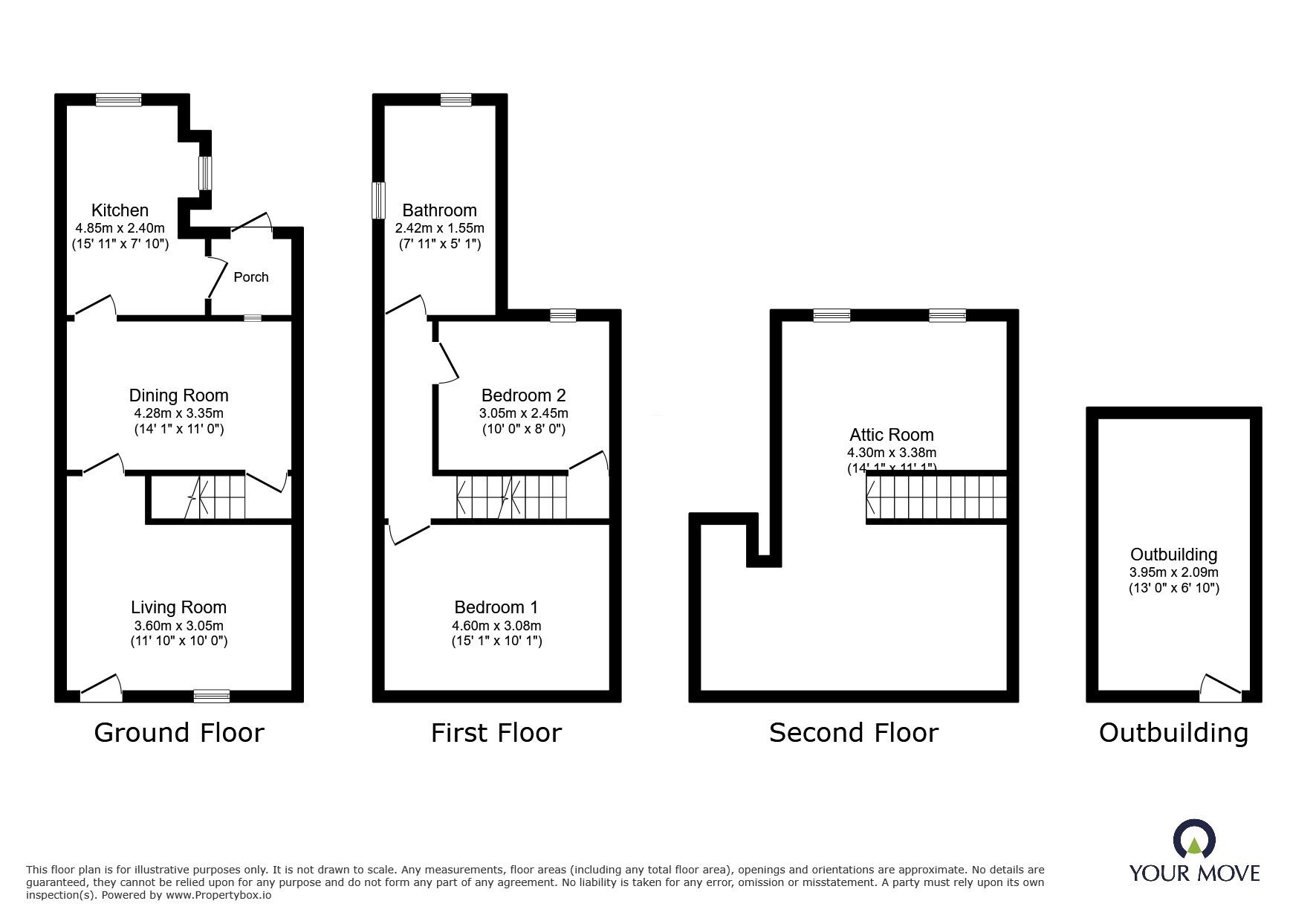 Floorplan of 2 bedroom Semi Detached House for sale, Church Lane, Underwood, Nottinghamshire, NG16
