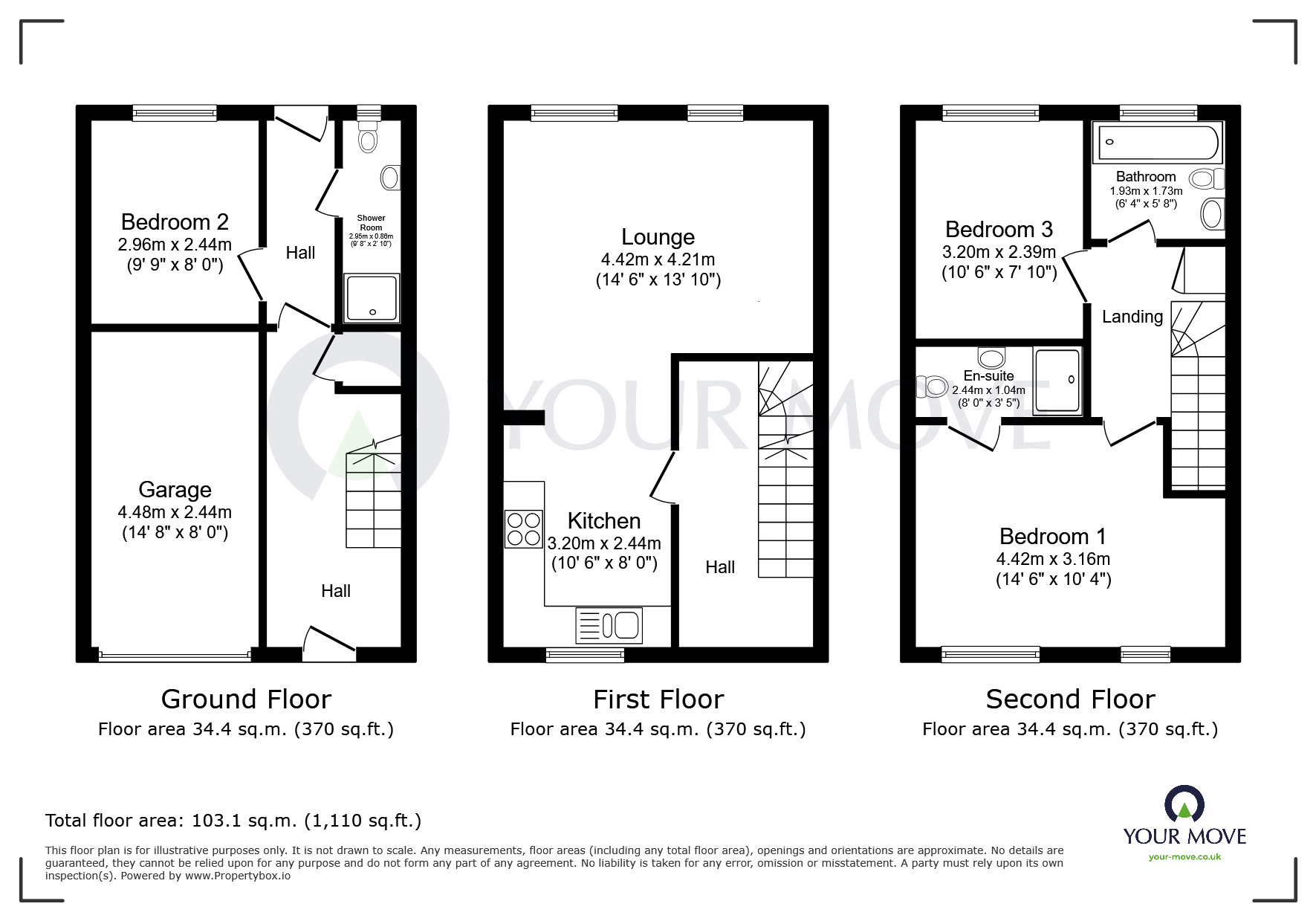 Floorplan of 3 bedroom Mid Terrace House for sale, Bennet Drive, Kirkby-in-Ashfield, Nottinghamshire, NG17