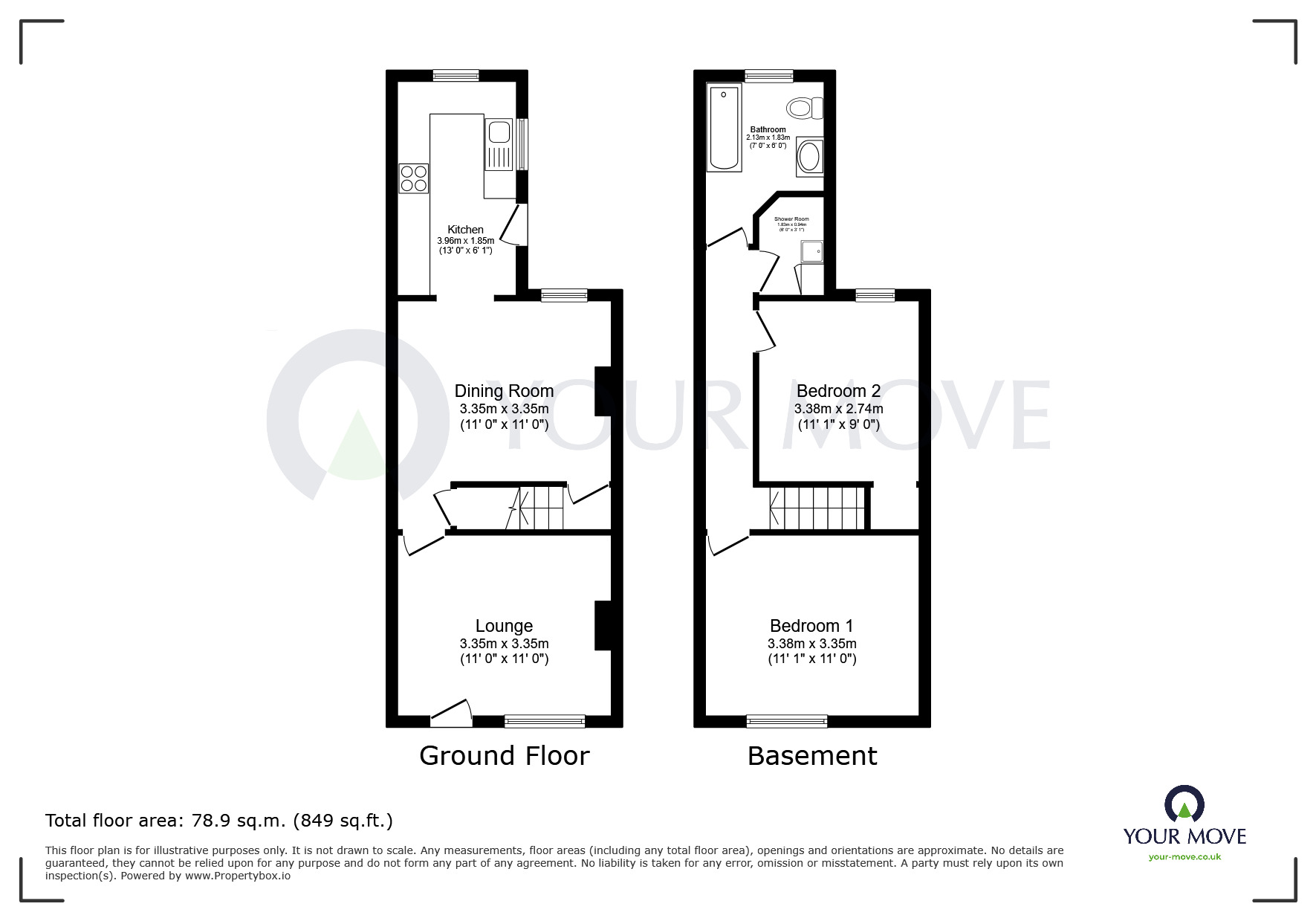 Floorplan of 2 bedroom Mid Terrace House for sale, Charles Street, Leabrooks, Derbyshire, DE55