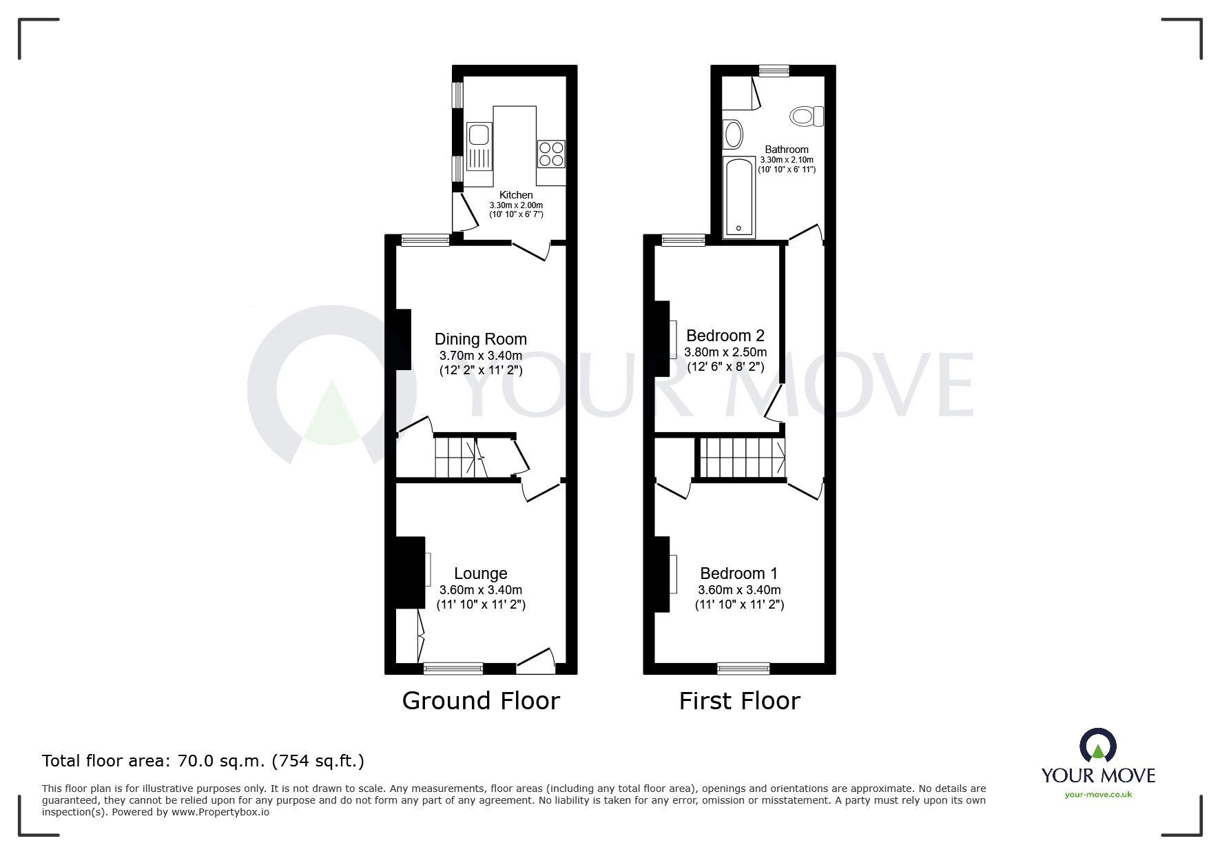 Floorplan of 2 bedroom End Terrace House for sale, Leeming Lane South, Mansfield Woodhouse, Nottinghamshire, NG19