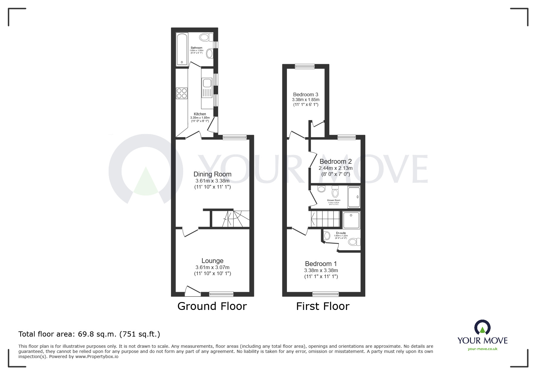 Floorplan of 3 bedroom End Terrace House for sale, Gladstone Street, Kirkby-in-Ashfield, Nottinghamshire, NG17