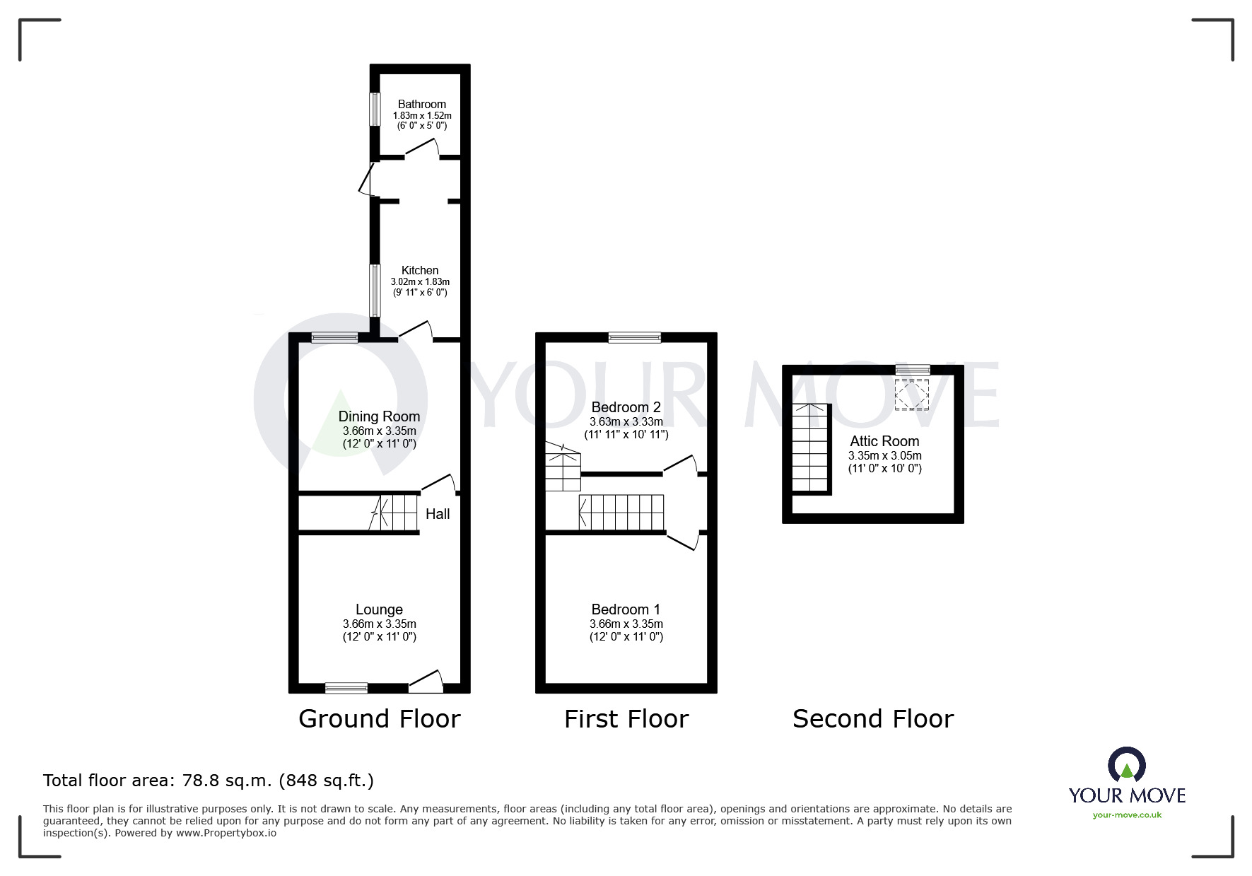 Floorplan of 3 bedroom Mid Terrace House for sale, Mansfield Road, Skegby, Nottinghamshire, NG17