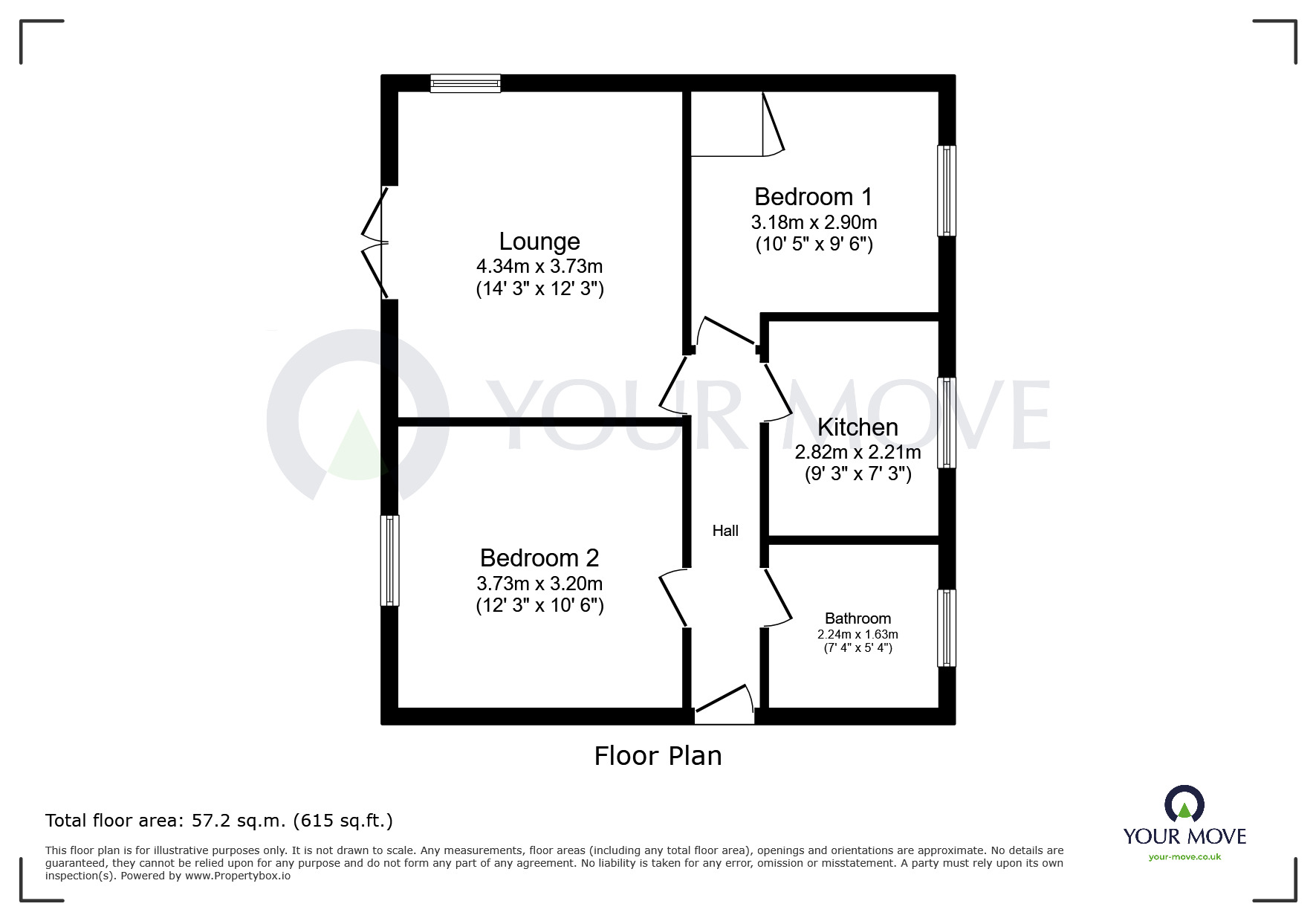 Floorplan of 2 bedroom Flat to rent, Woodfield Road, Pinxton, Derbyshire, NG16