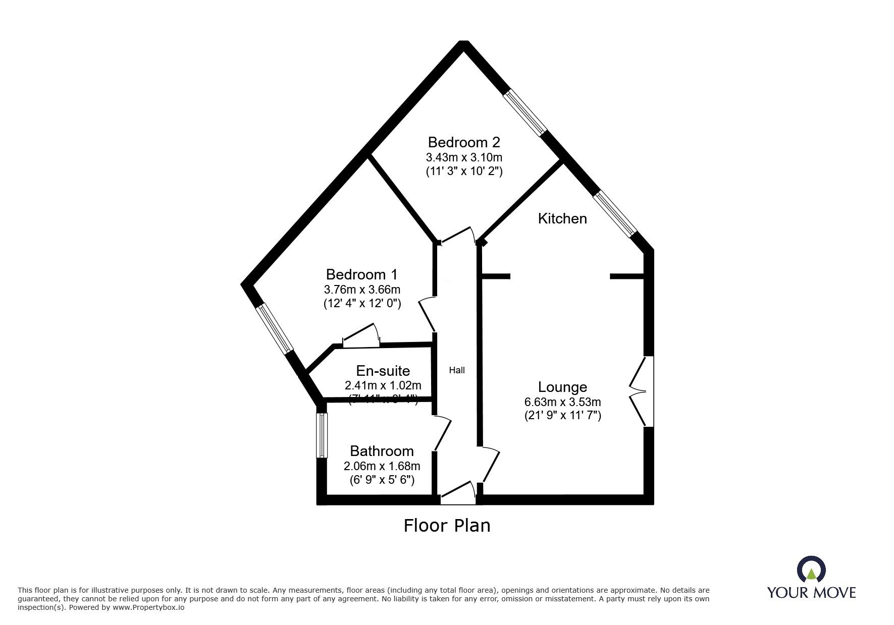 Floorplan of 2 bedroom Flat for sale, Henfrey Drive, Annesley, Nottinghamshire, NG15