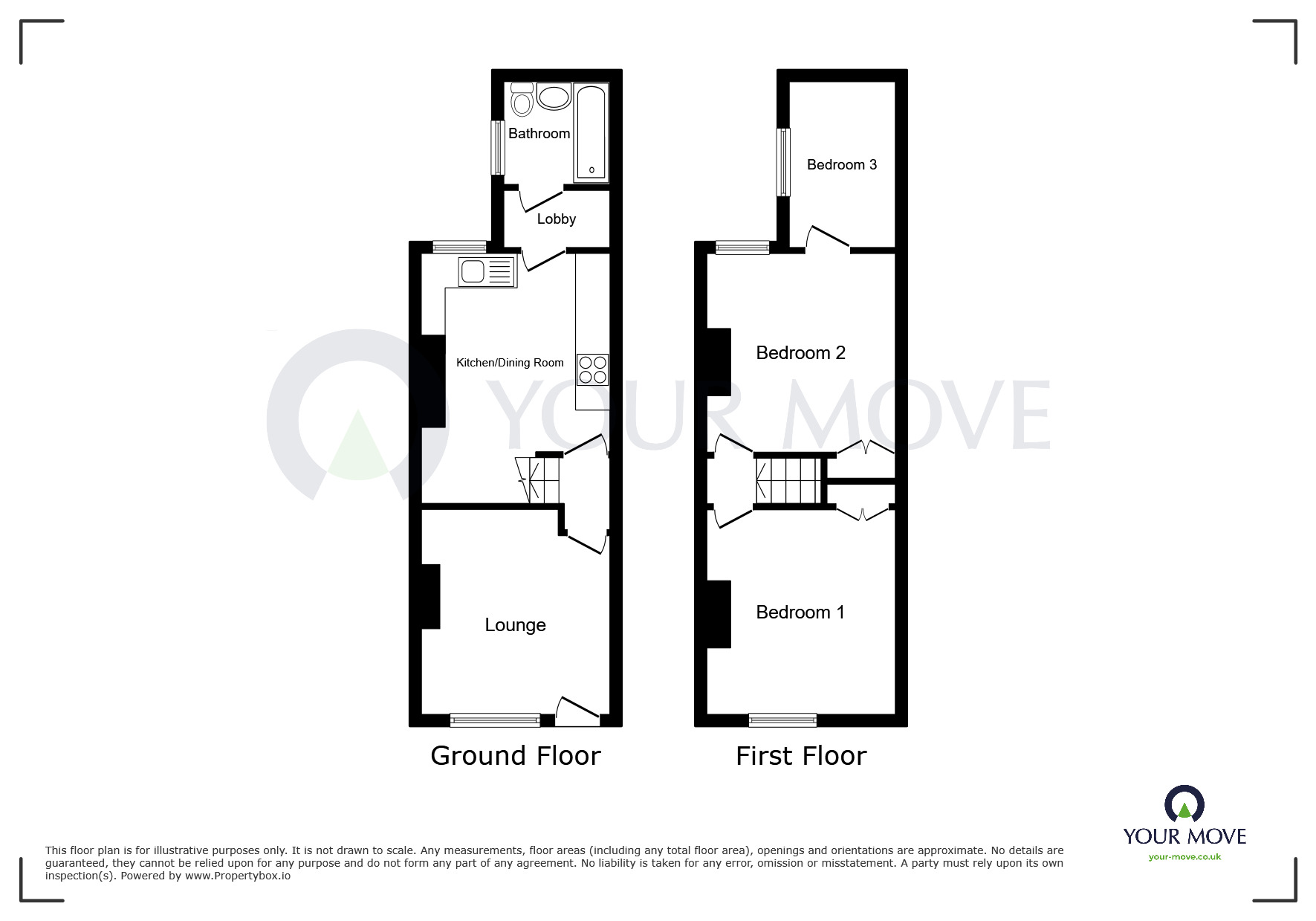 Floorplan of 3 bedroom Mid Terrace House for sale, Sherwood Street, Newton, Derbyshire, DE55