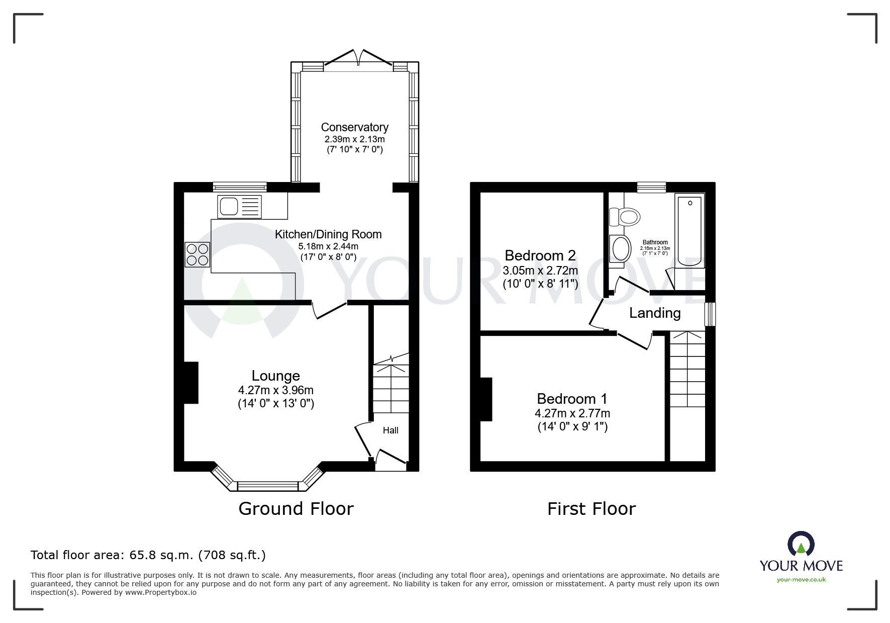 Floorplan of 2 bedroom Semi Detached House for sale, Mansfield Road, Underwood, Nottinghamshire, NG16