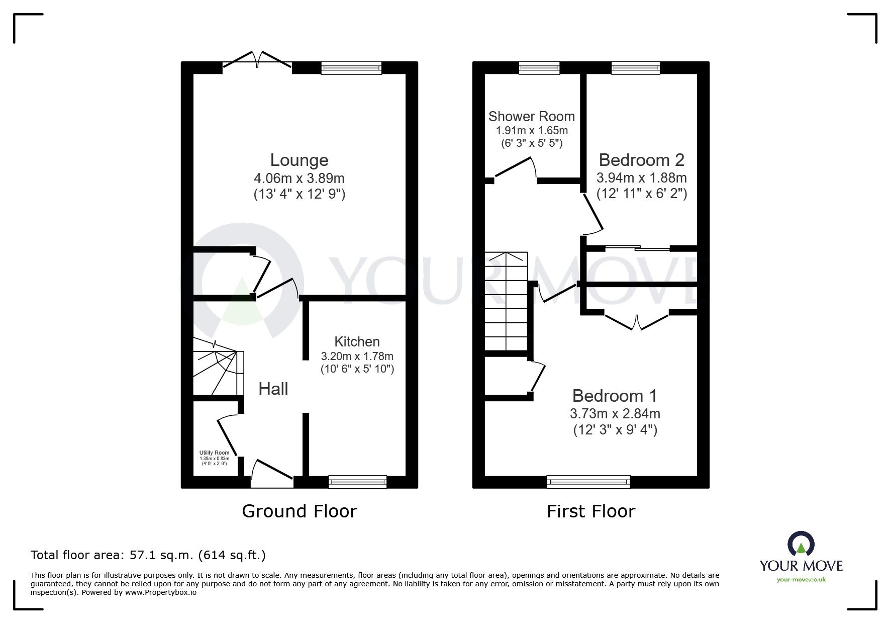 Floorplan of 2 bedroom End Terrace House for sale, Fisher Close, Sutton-in-Ashfield, Nottinghamshire, NG17