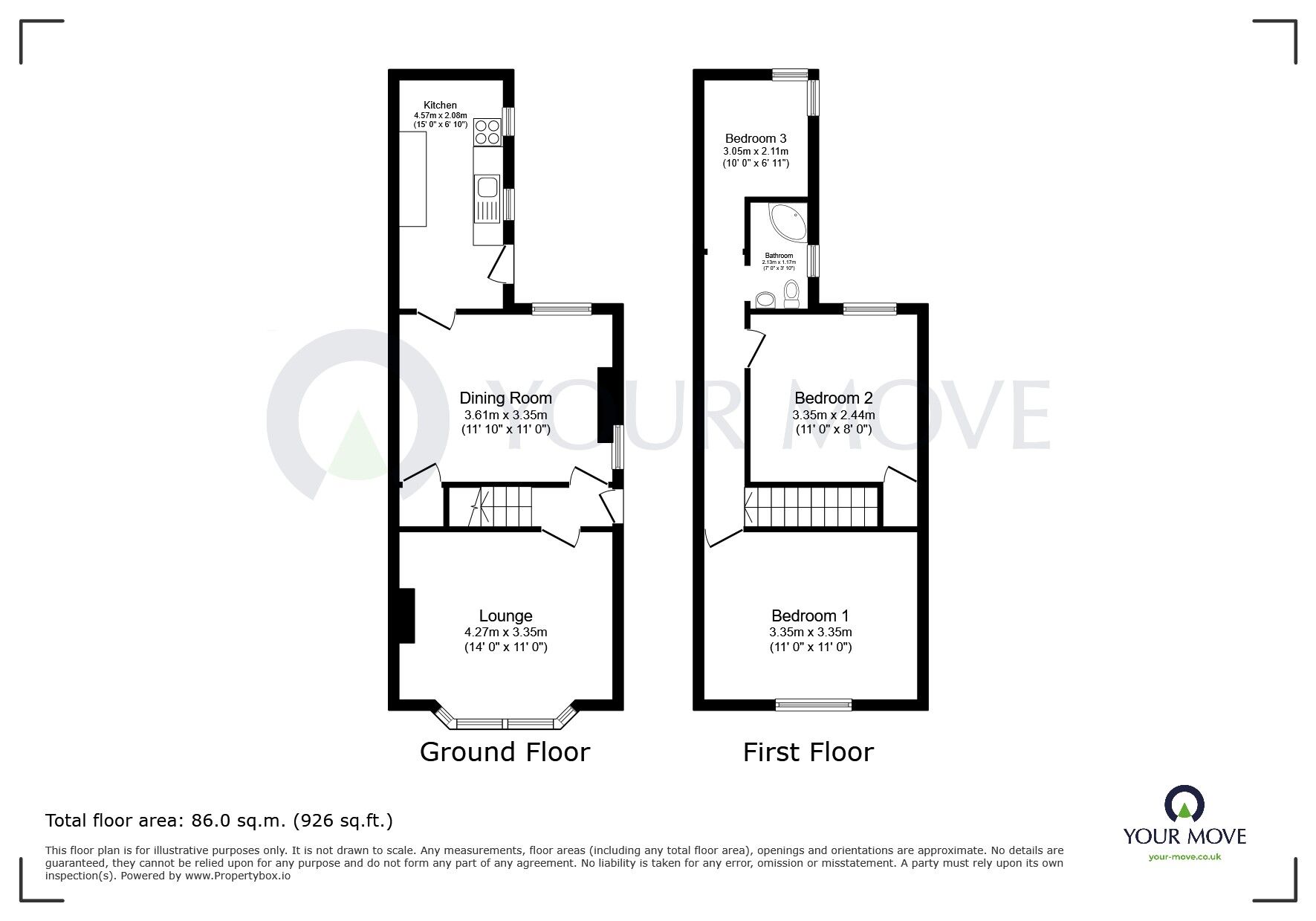 Floorplan of 3 bedroom Semi Detached House for sale, Diamond Avenue, Kirkby-in-Ashfield, Nottinghamshire, NG17