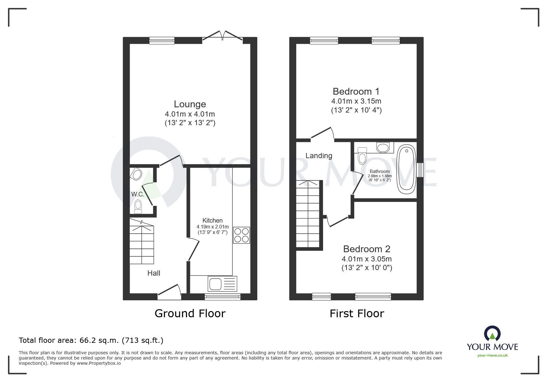 Floorplan of 2 bedroom Semi Detached House for sale, South Street, Swanwick, Derbyshire, DE55