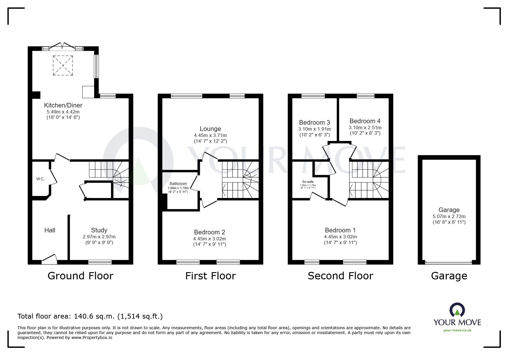 Floorplan of 4 bedroom Semi Detached House for sale, Bakewell Lane, Hucknall, Nottinghamshire, NG15