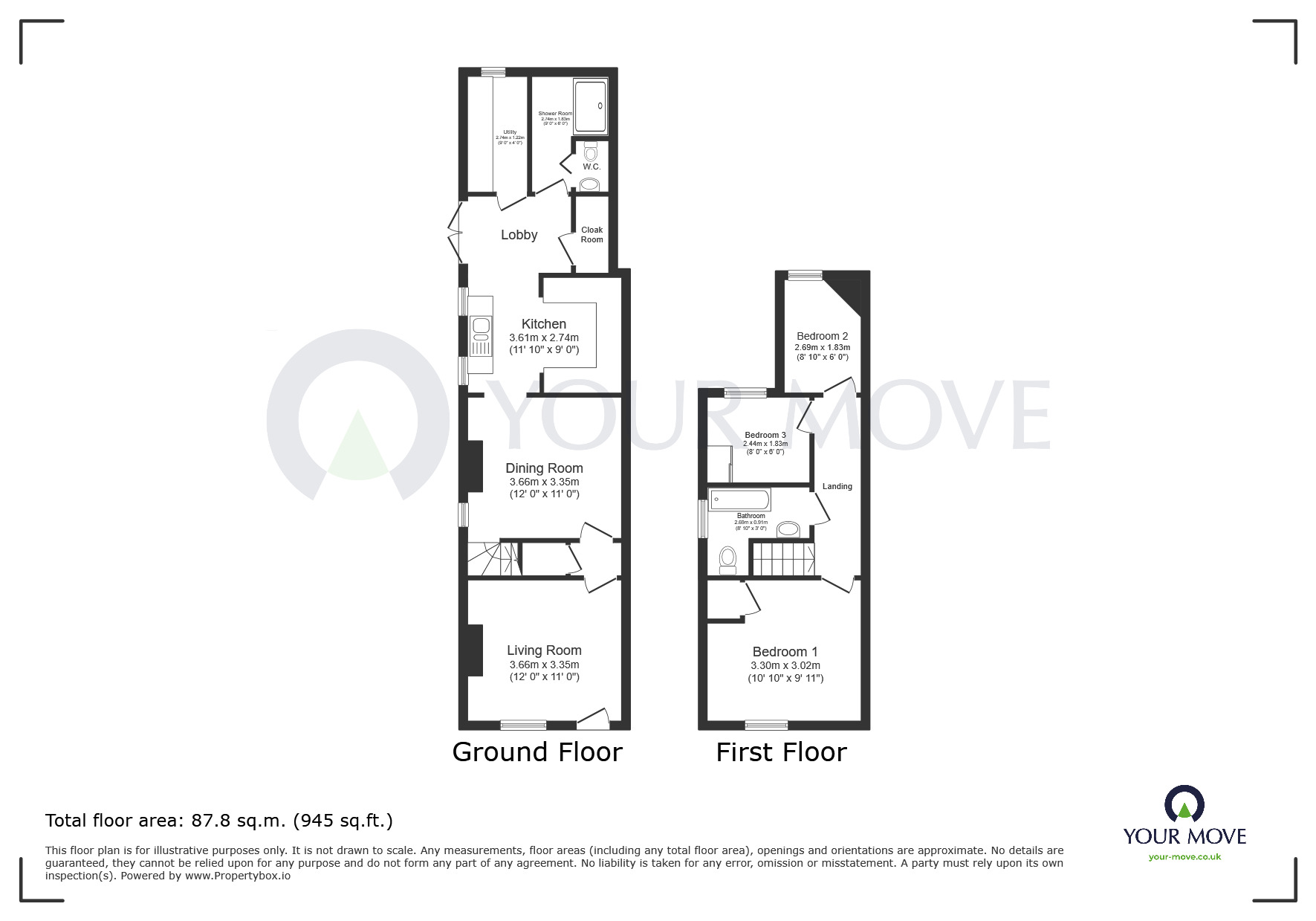 Floorplan of 3 bedroom Semi Detached House for sale, Brooke Street, Tibshelf, Derbyshire, DE55