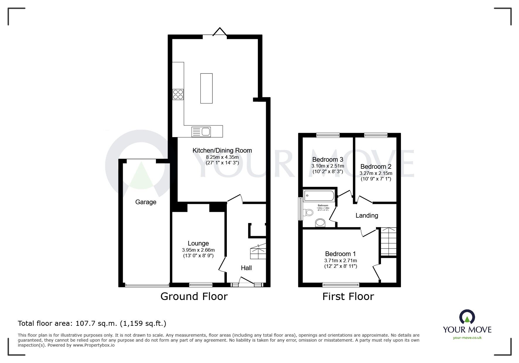 Floorplan of 3 bedroom Link Detached House for sale, Curzon Close, Rainworth, Nottinghamshire, NG21
