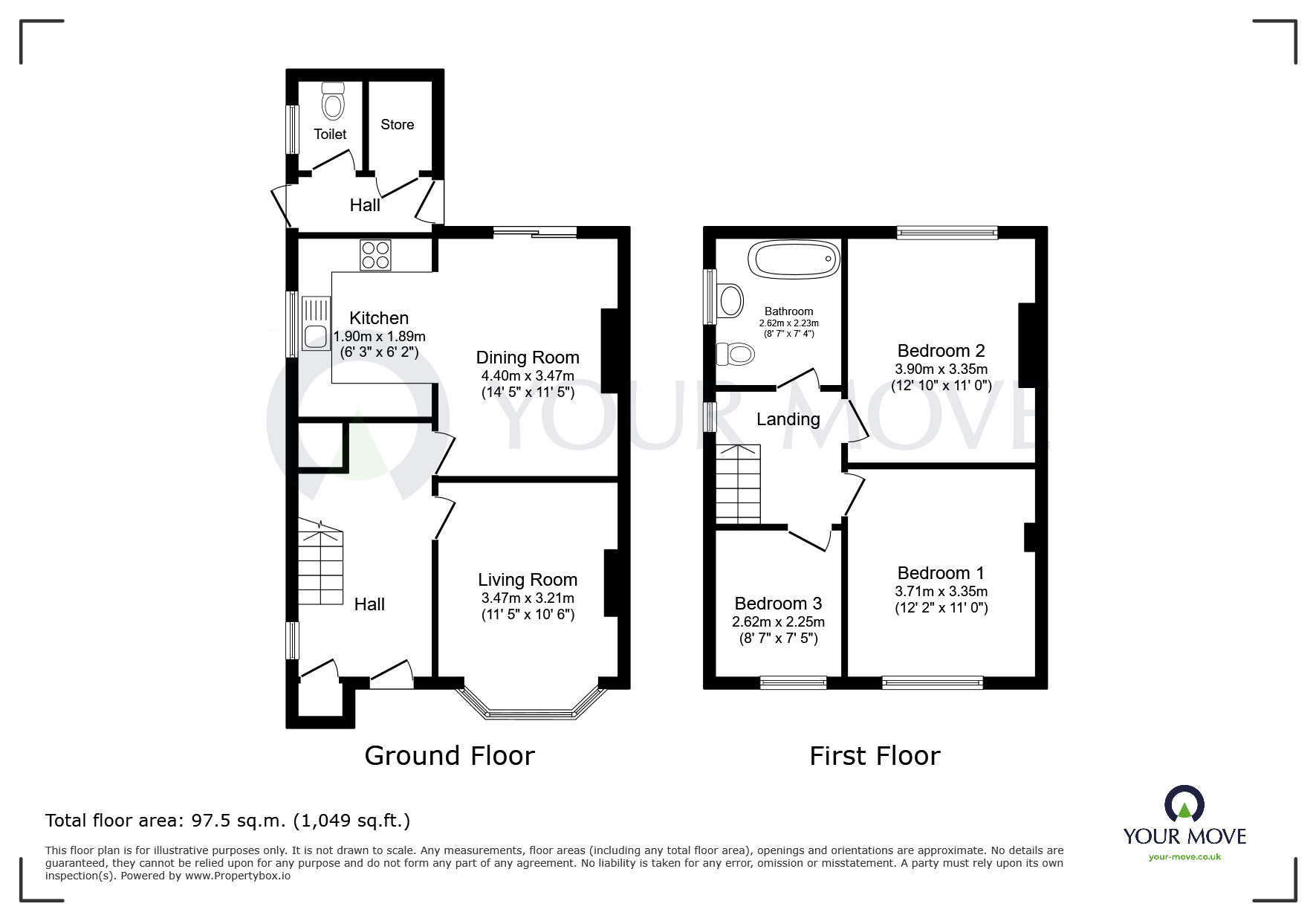 Floorplan of 3 bedroom Semi Detached House for sale, Oak Street, Kirkby-in-Ashfield, Nottinghamshire, NG17