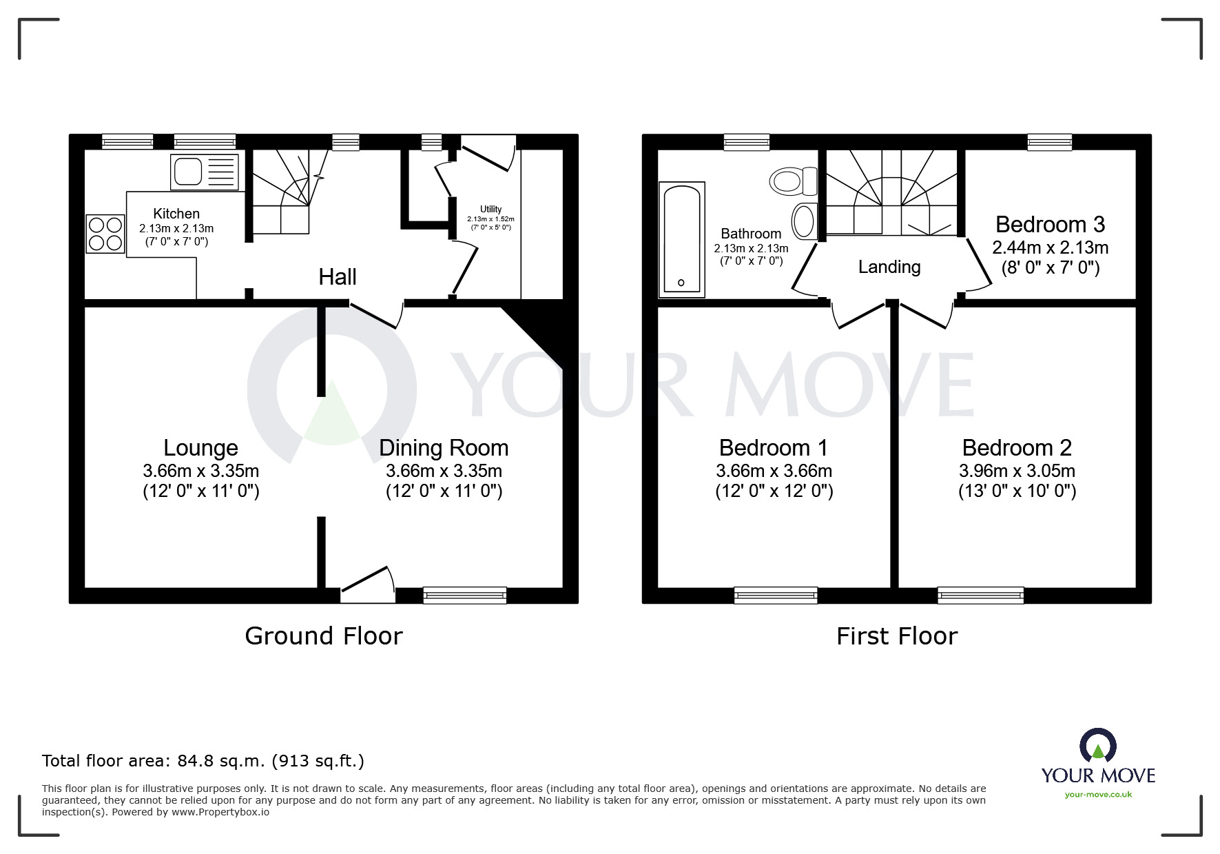 Floorplan of 3 bedroom Semi Detached House for sale, Python Hill Road, Rainworth, Nottinghamshire, NG21