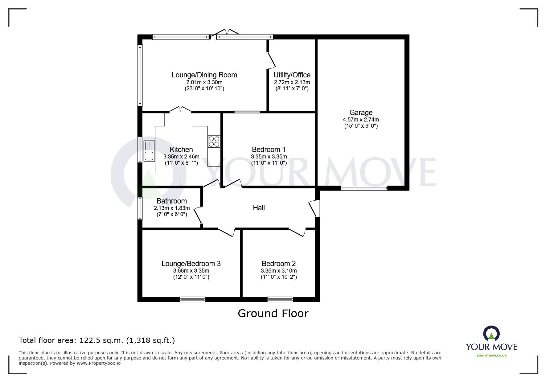 Floorplan of 3 bedroom Detached Bungalow for sale, Church Lane, Selston, Nottinghamshire, NG16