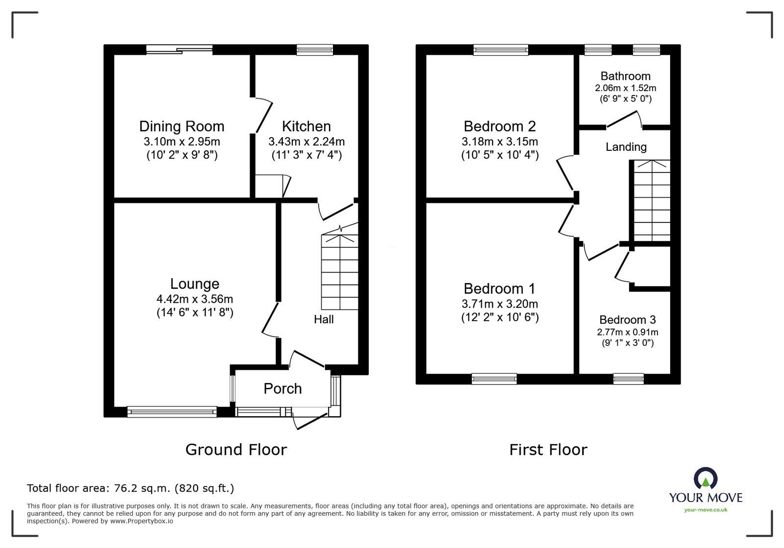 Floorplan of 3 bedroom Semi Detached House to rent, Bracken Road, Long Eaton, Derbyshire, NG10