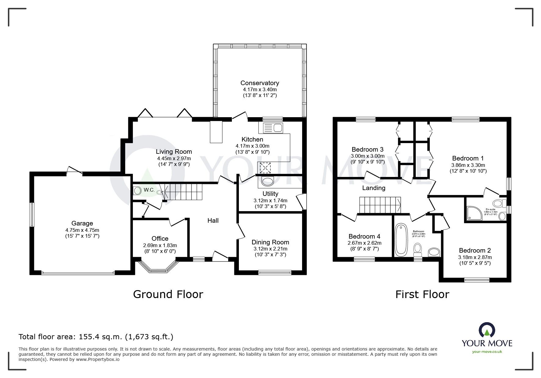 Floorplan of 4 bedroom Detached House for sale, Quarries Way, Kirkby-in-Ashfield, Nottinghamshire, NG17