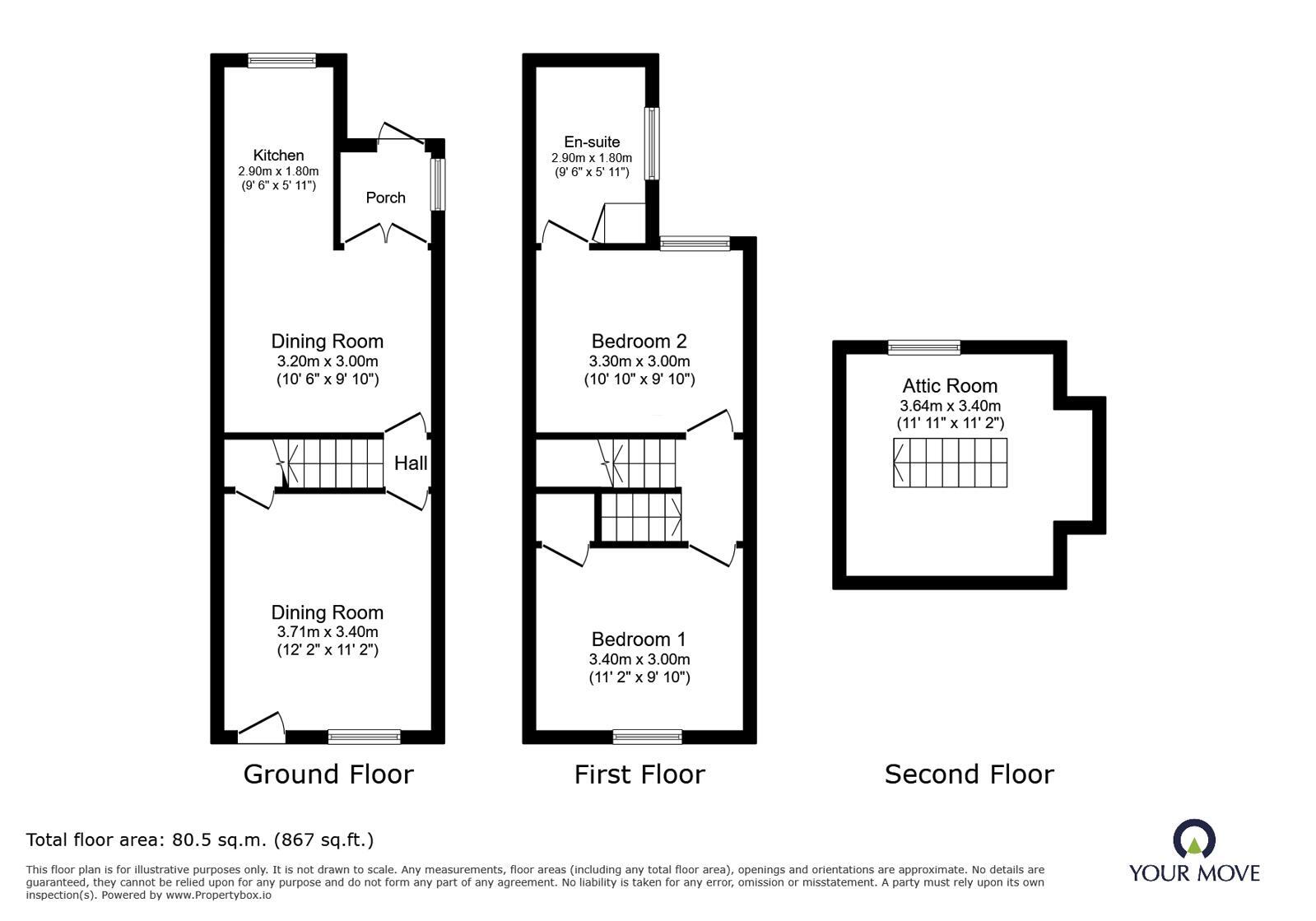 Floorplan of 3 bedroom Mid Terrace House for sale, Sherwood Street, Annesley Woodhouse, Nottingham, NG17