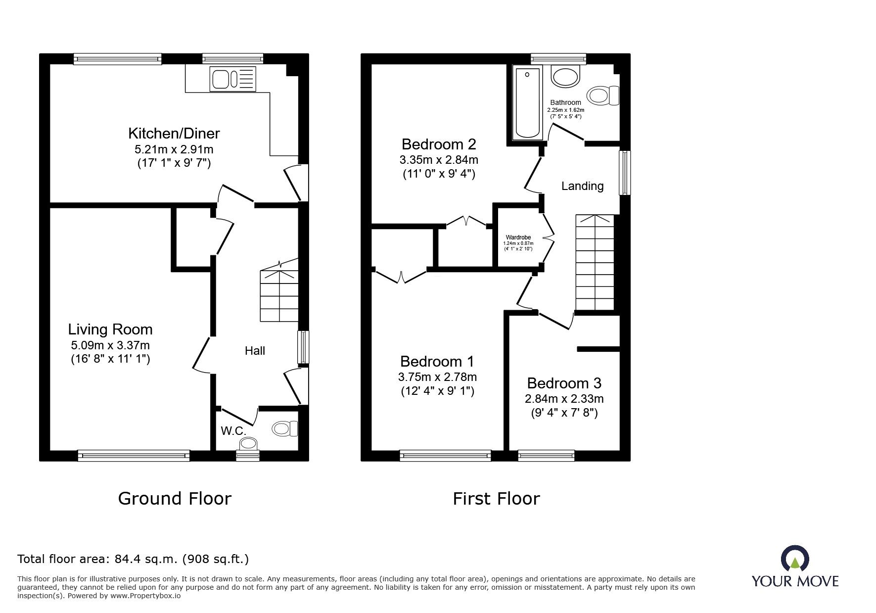 Floorplan of 3 bedroom Semi Detached House for sale, Walesby Drive, Kirkby-in-Ashfield, Nottinghamshire, NG17