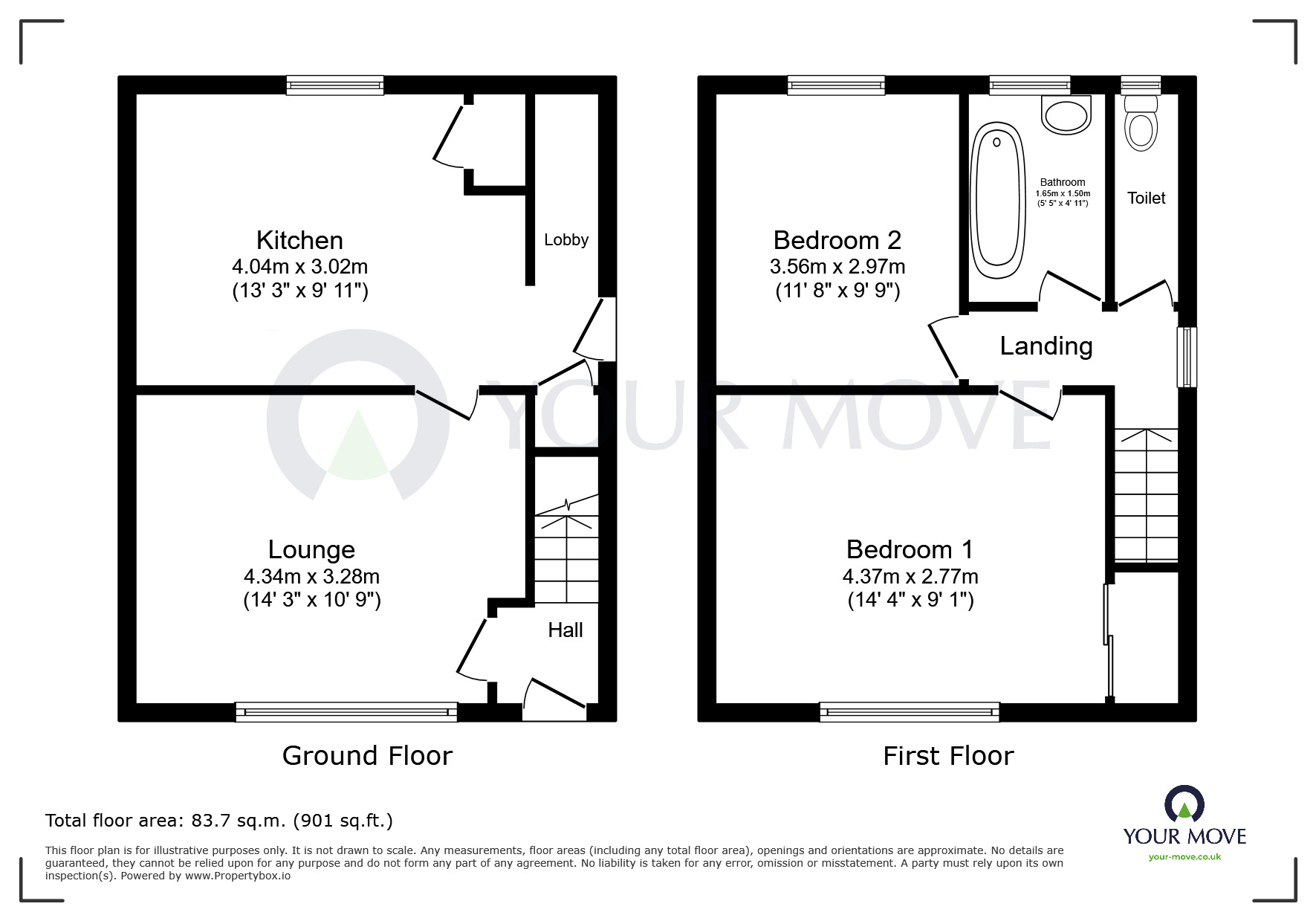 Floorplan of 2 bedroom Semi Detached House for sale, Paling Crescent, Sutton-in-Ashfield, Nottinghamshire, NG17
