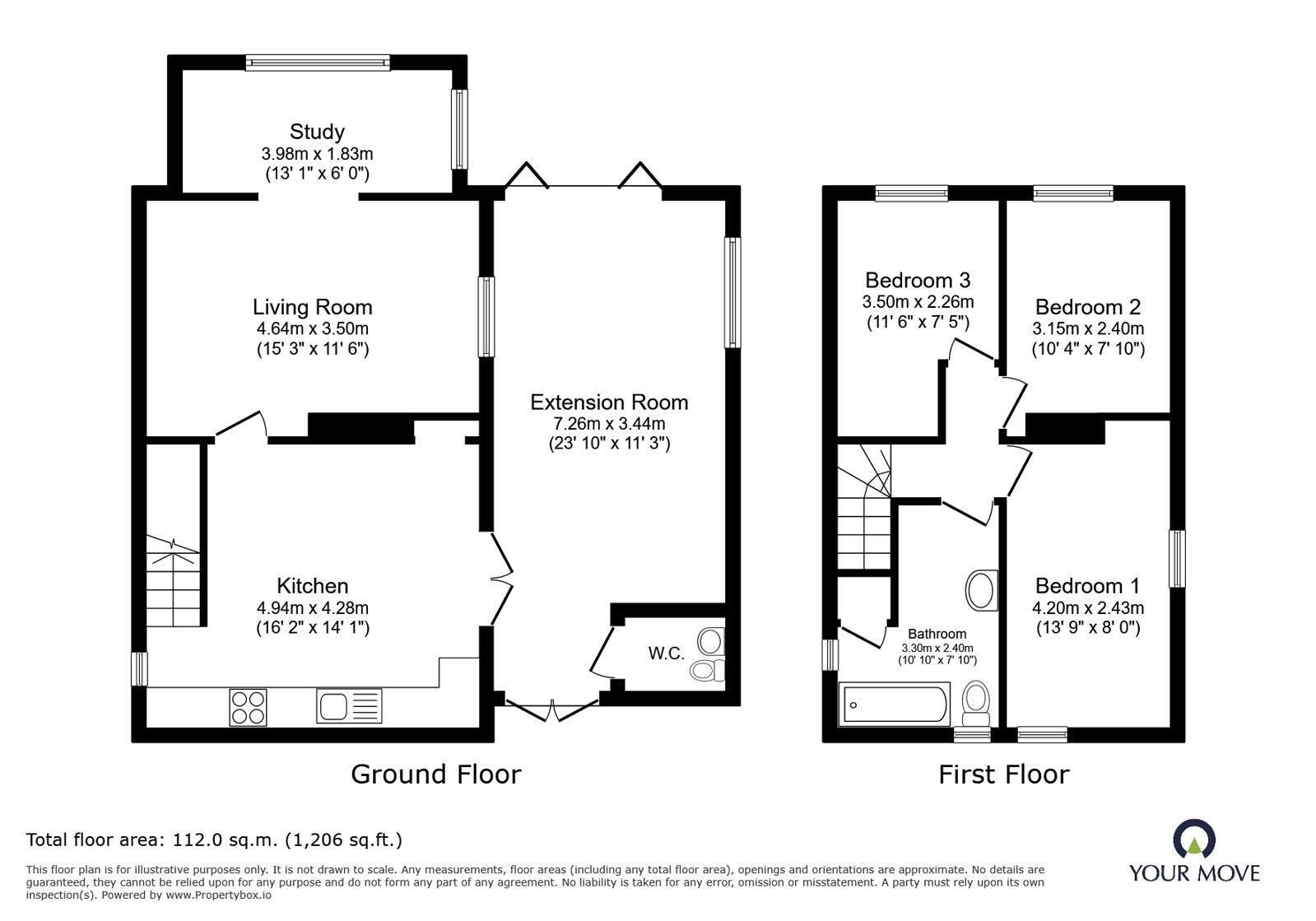 Floorplan of 3 bedroom End Terrace House for sale, The Quadrangle, Newstead Village, Nottinghamshire, NG15