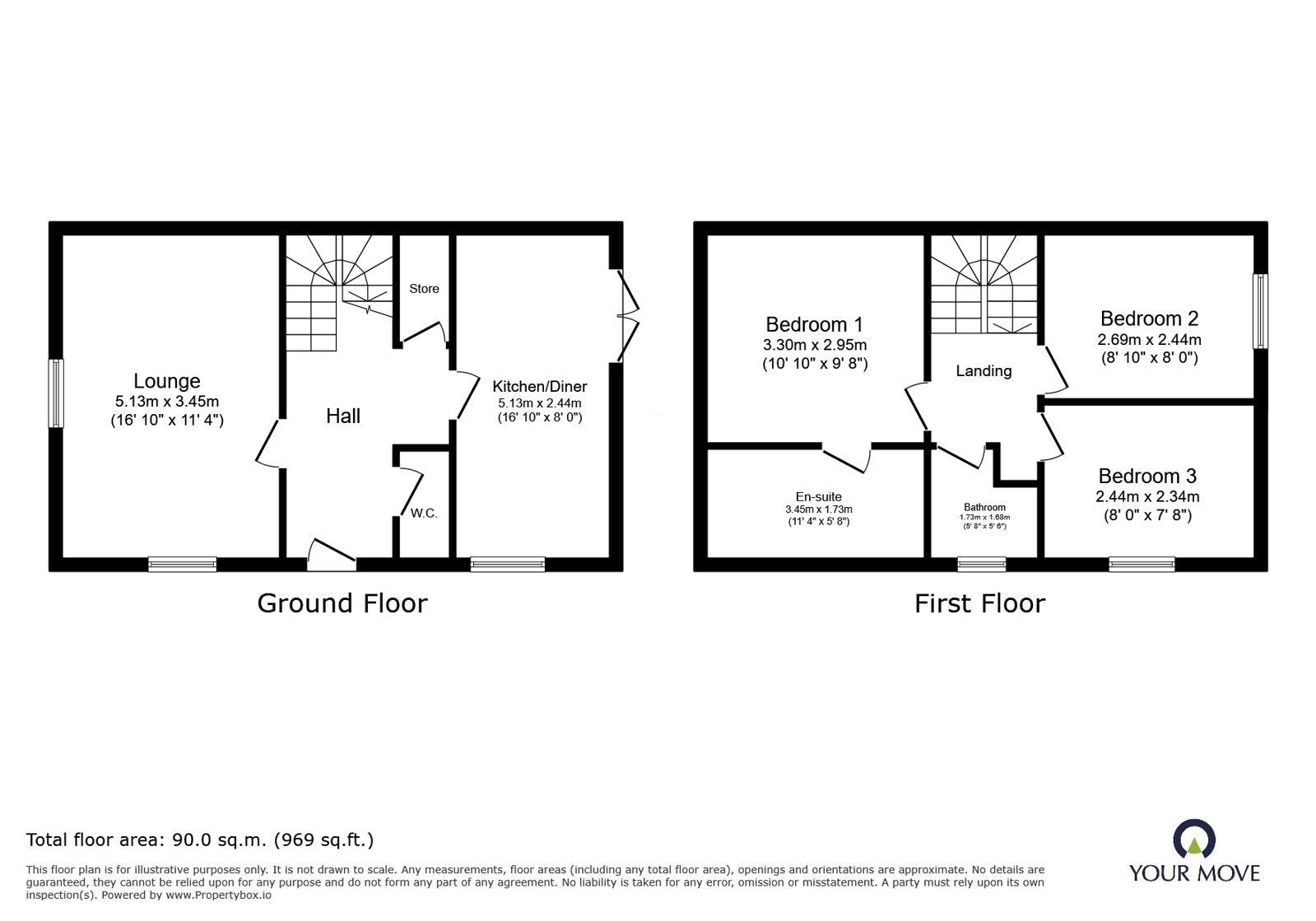 Floorplan of 3 bedroom Detached House for sale, Webb Ellis Road, Kirkby-in-Ashfield, Nottinghamshire, NG17