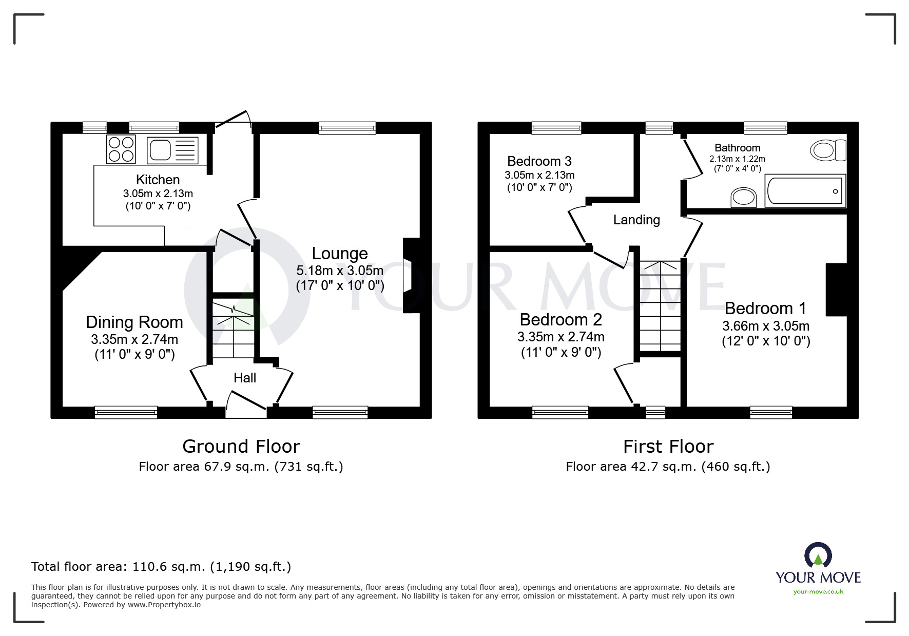 Floorplan of 3 bedroom Mid Terrace House to rent, St. Leonards Place, Shirland, Derbyshire, DE55