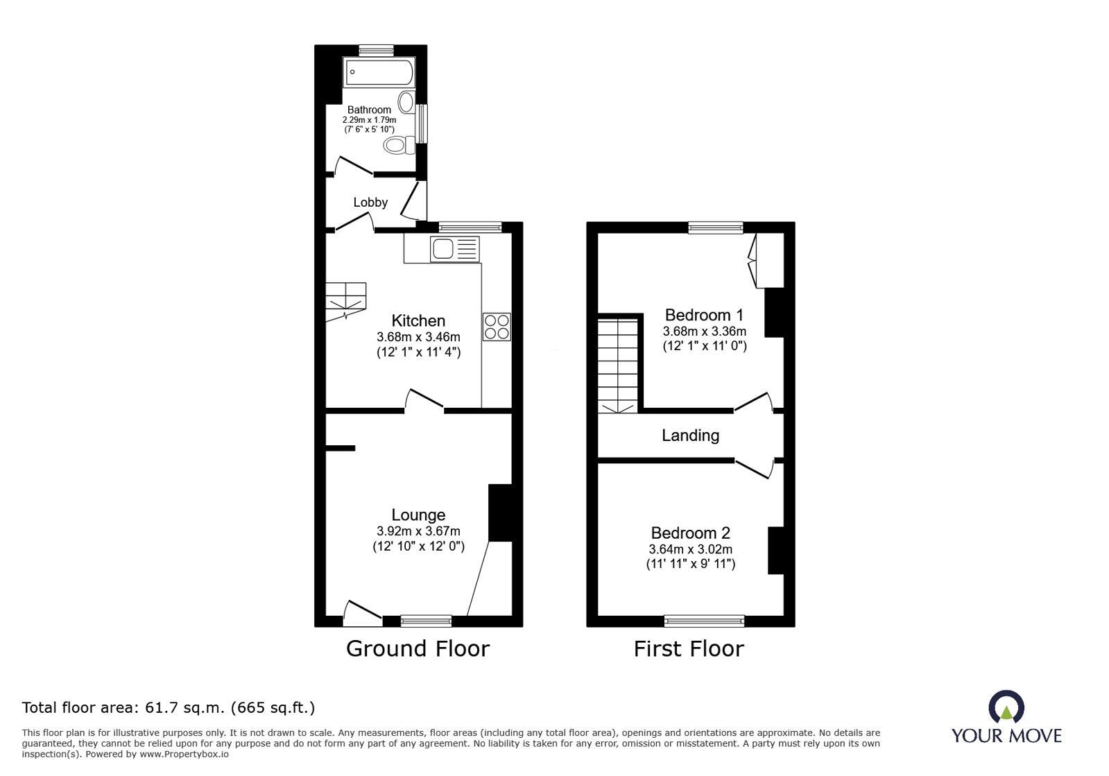 Floorplan of 2 bedroom Mid Terrace House for sale, Fox Street, Kirkby-in-Ashfield, Nottinghamshire, NG17