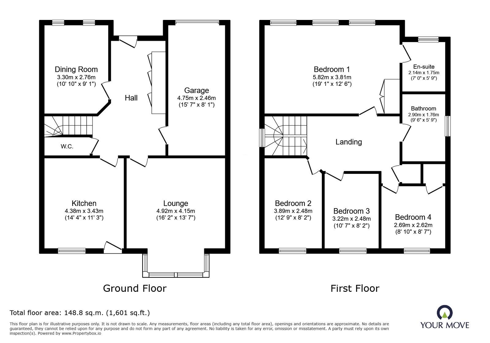 Floorplan of 4 bedroom Detached House for sale, Chartwell Road, Kirkby-in-Ashfield, Nottinghamshire, NG17