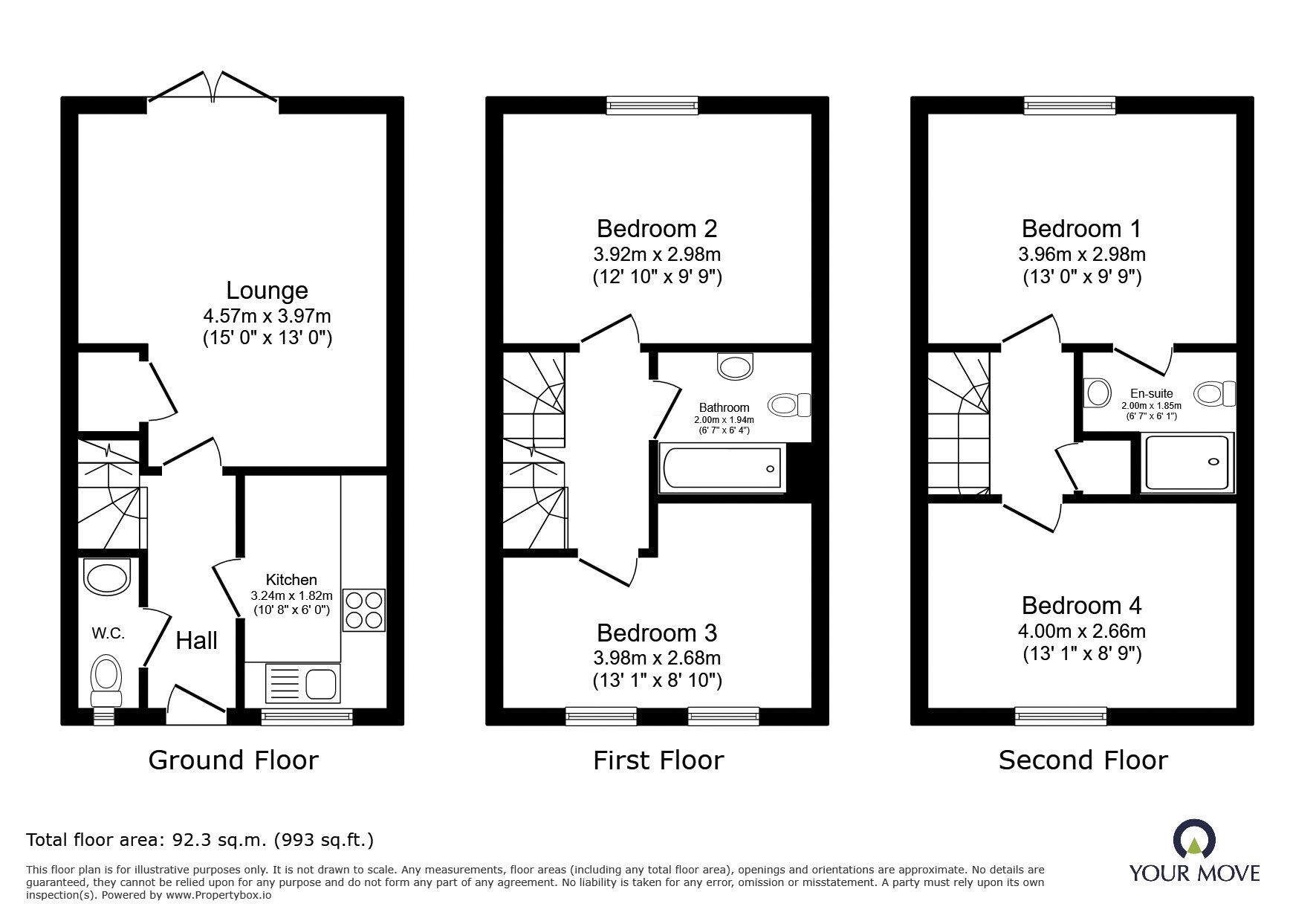 Floorplan of 4 bedroom Mid Terrace House for sale, High Oakham Close, Nottinghamshire, NG17