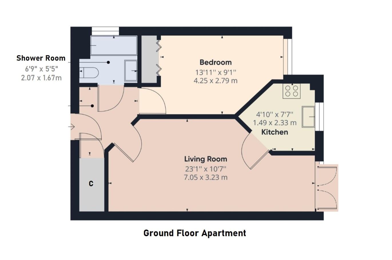 Floorplan of 1 bedroom  Flat for sale, Wallace Court, Lanark, South Lanarkshire, ML11