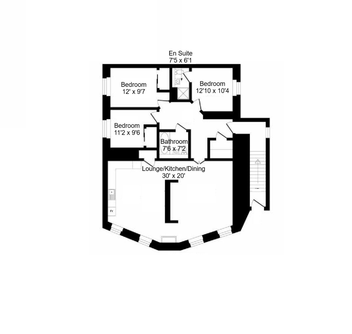 Floorplan of 3 bedroom  Flat for sale, Bertram Avenue, Carnwath, South Lanarkshire, ML11