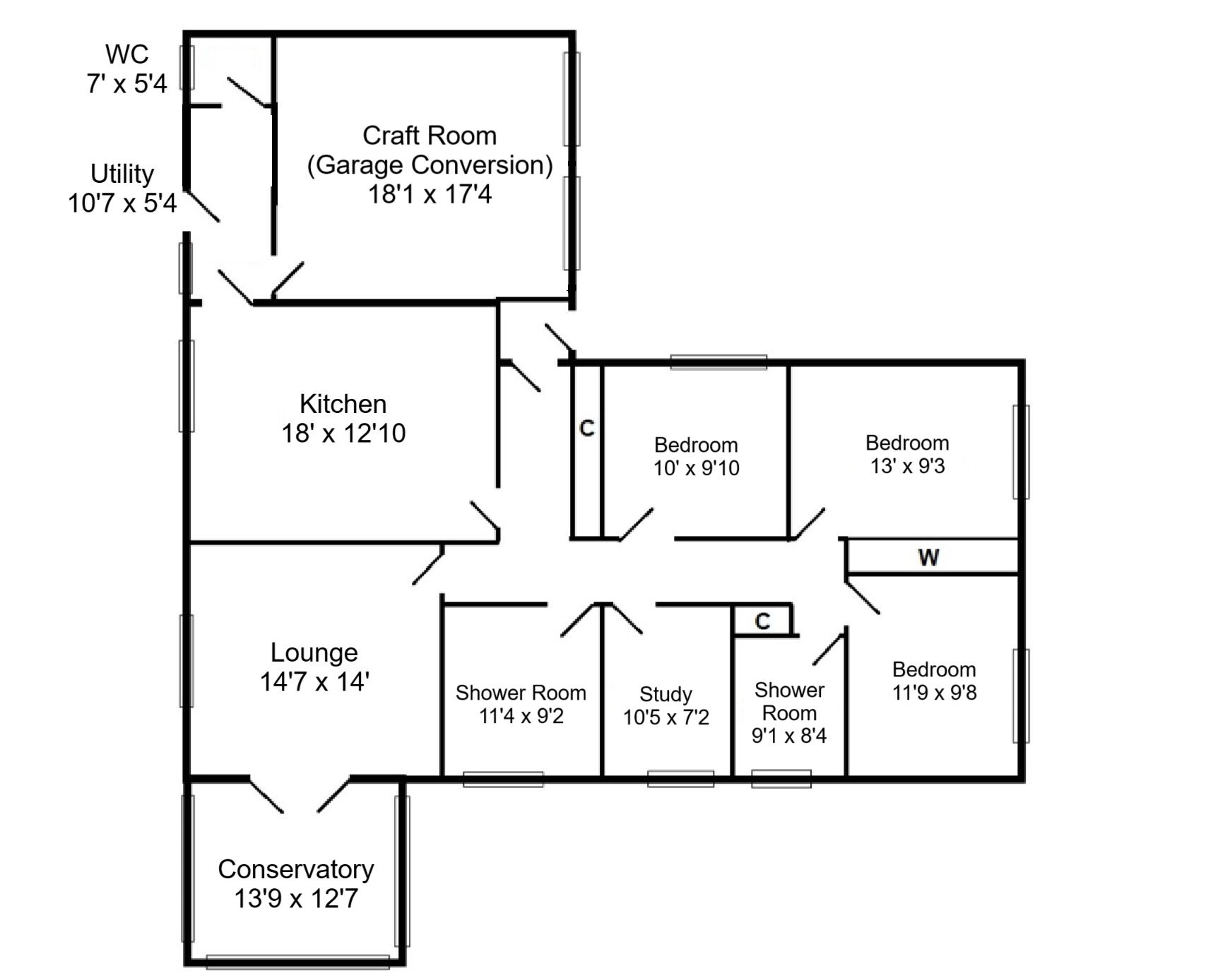 Floorplan of 4 bedroom Detached Bungalow for sale, Kersewell Avenue, Carnwath, South Lanarkshire, ML11
