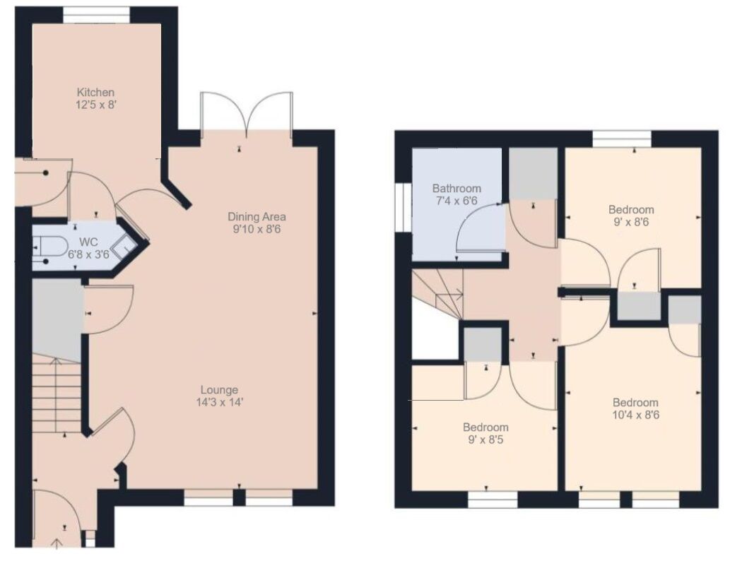 Floorplan of 3 bedroom Semi Detached House for sale, Castledyke Lea, Carstairs, South Lanarkshire, ML11