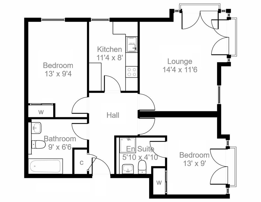 Floorplan of 2 bedroom Flat for sale, Whinny Burn Court, Motherwell, North Lanarkshire, ML1