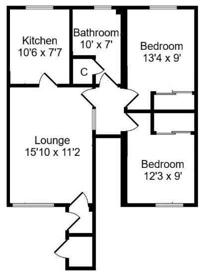 Floorplan of 2 bedroom  Flat for sale, Miller Street, Wishaw, North Lanarkshire, ML2