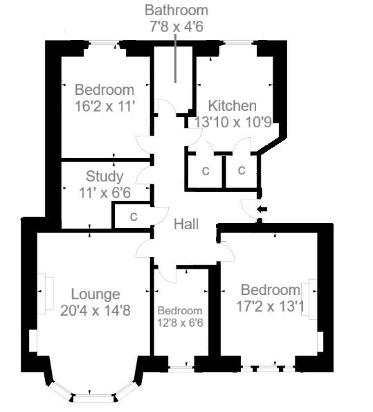 Floorplan of 4 bedroom  Flat for sale, Colinton Road, Edinburgh, Midlothian, EH10