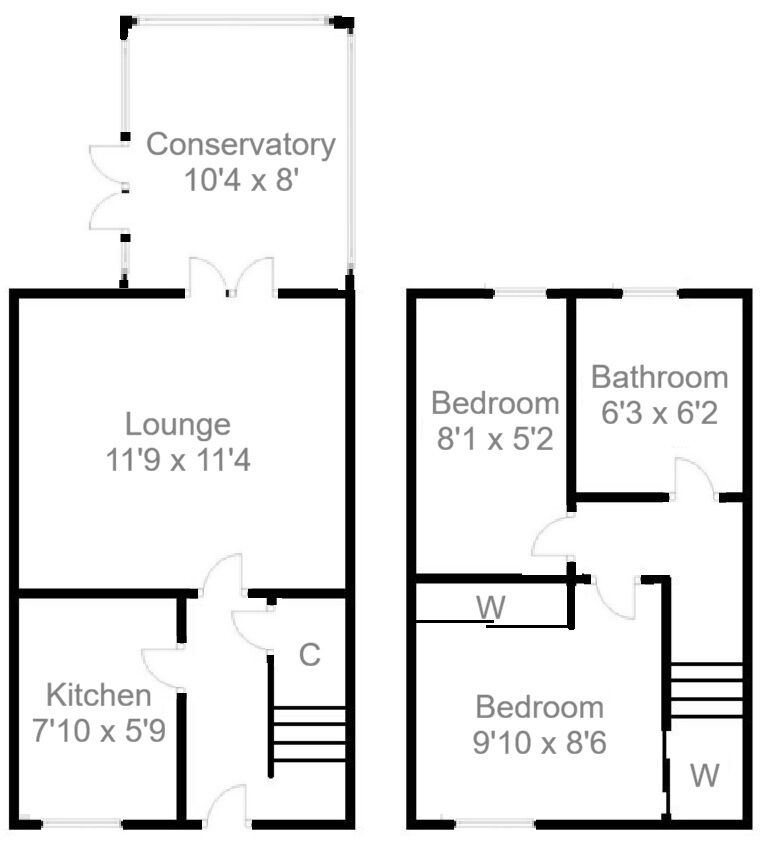 Floorplan of 2 bedroom Mid Terrace House for sale, Branchalfield Drive, Wishaw, North Lanarkshire, ML2