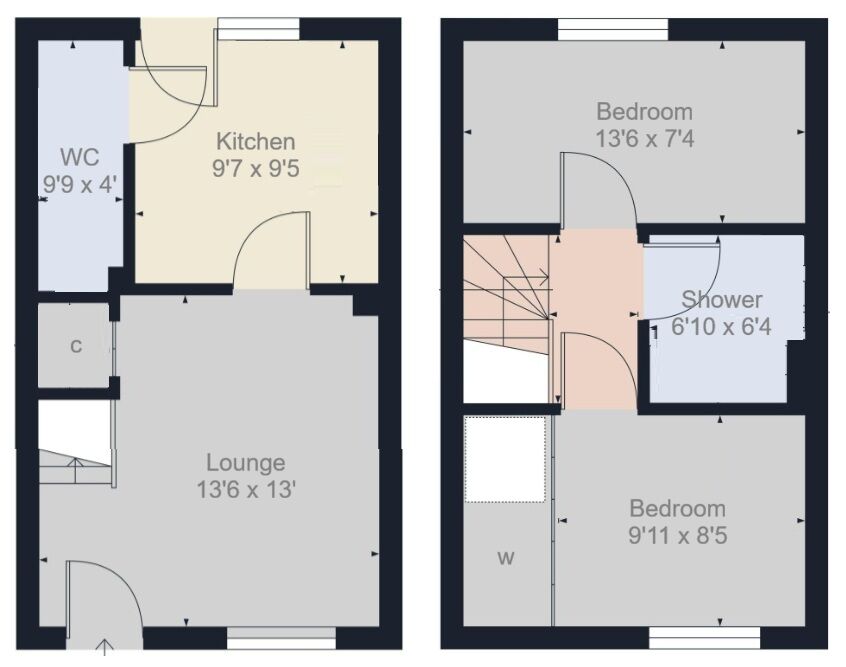 Floorplan of 2 bedroom Mid Terrace House for sale, Chrichton Walk, Carluke, South Lanarkshire, ML8