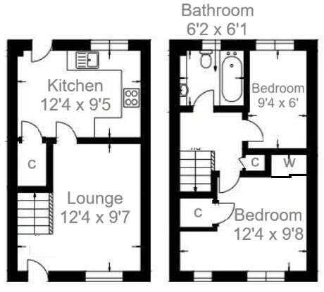 Floorplan of 2 bedroom End Terrace House for sale, McMahon Drive, Newmains, Lanarkshire, ML2