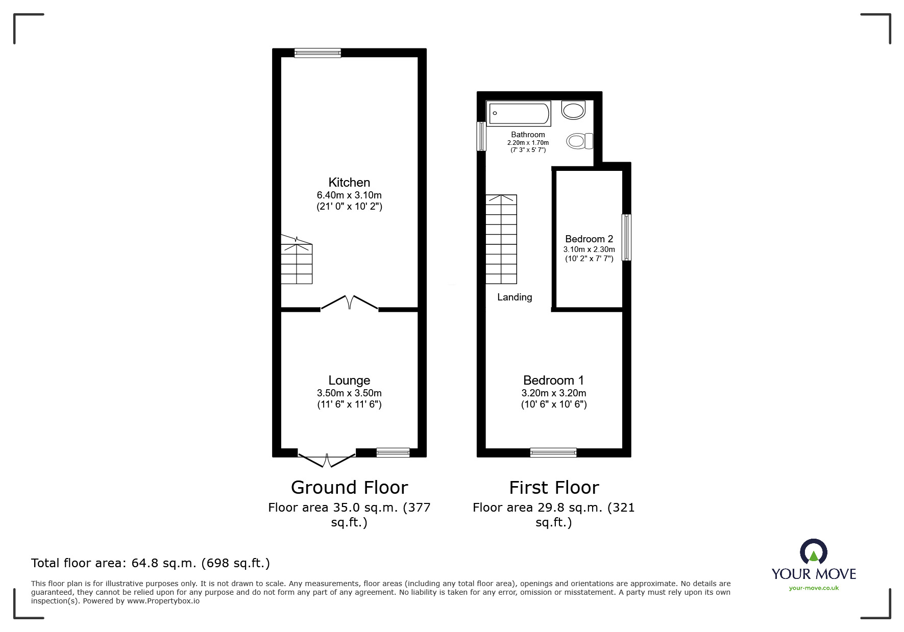 Floorplan of 2 bedroom Mid Terrace House to rent, West Street, Enderby, Leicestershire, LE19