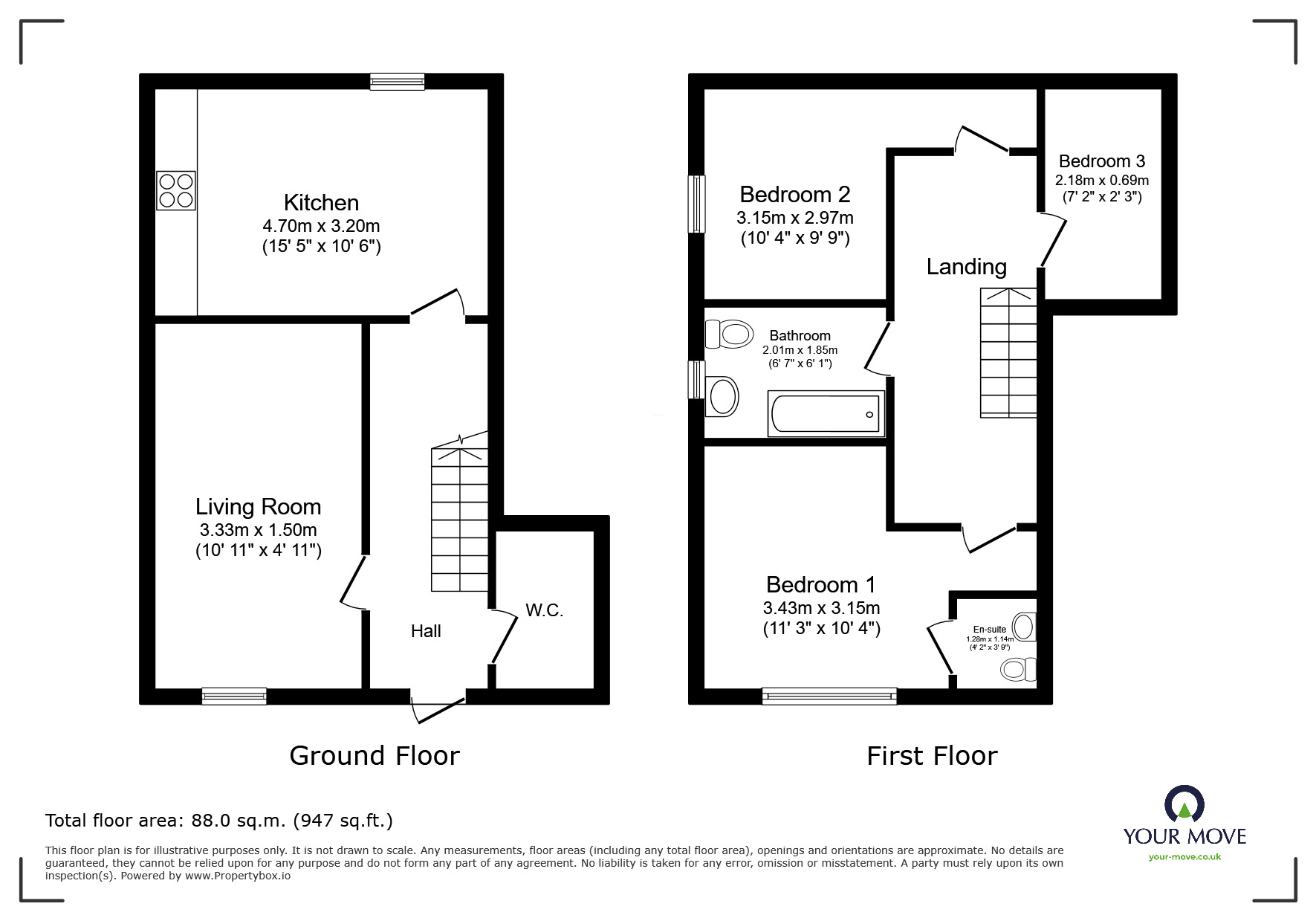 Floorplan of 3 bedroom Semi Detached House to rent, Ashby Rise, Great Glen, Leicestershire, LE8