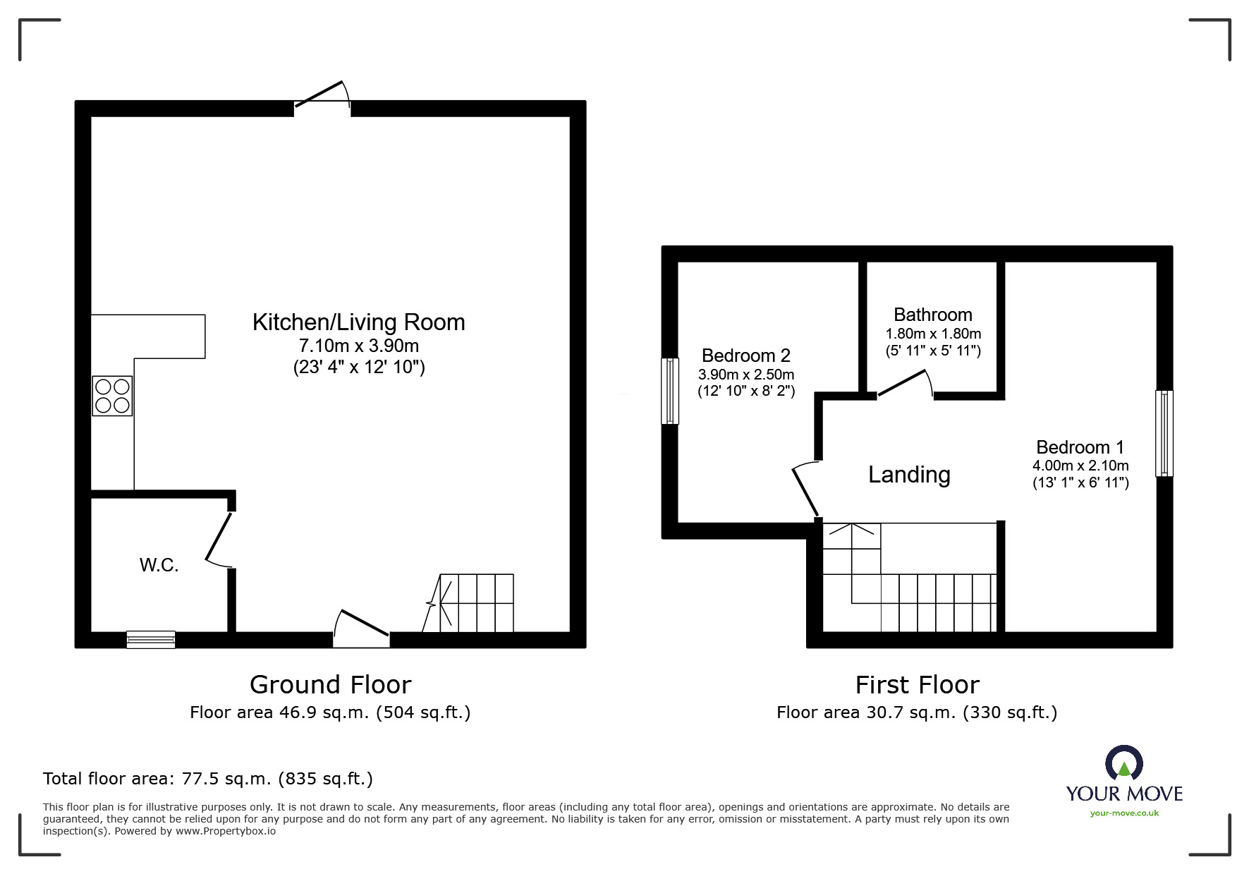 Floorplan of 2 bedroom End Terrace House to rent, Barn Meadow Road, Birstall, Leicester, LE4
