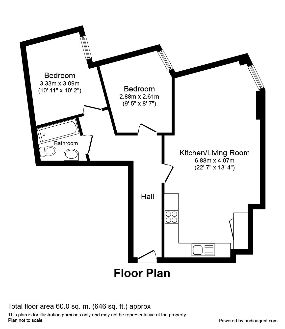 Floorplan of 2 bedroom  Flat to rent, Crecy Court, 10 Lower Lee Street, Leicester, LE1